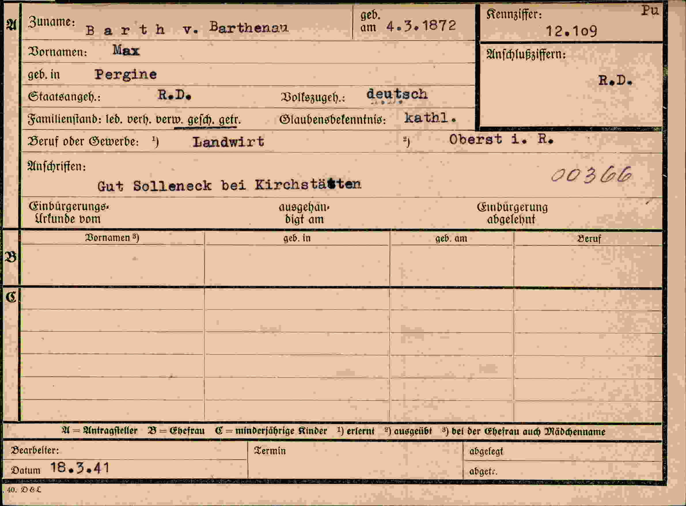 Dokument für Max Barth
