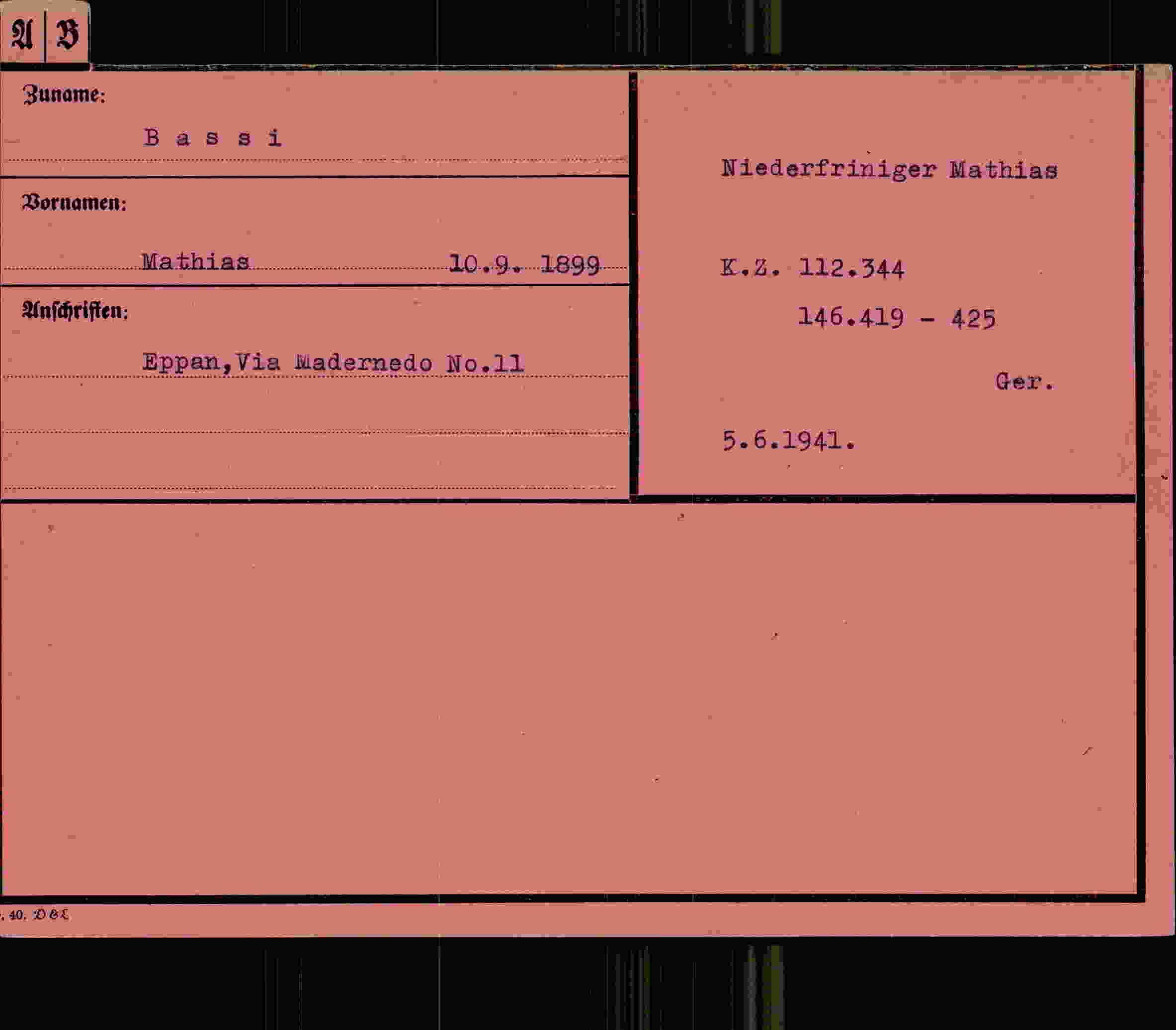 Vorderseite des Dokuments