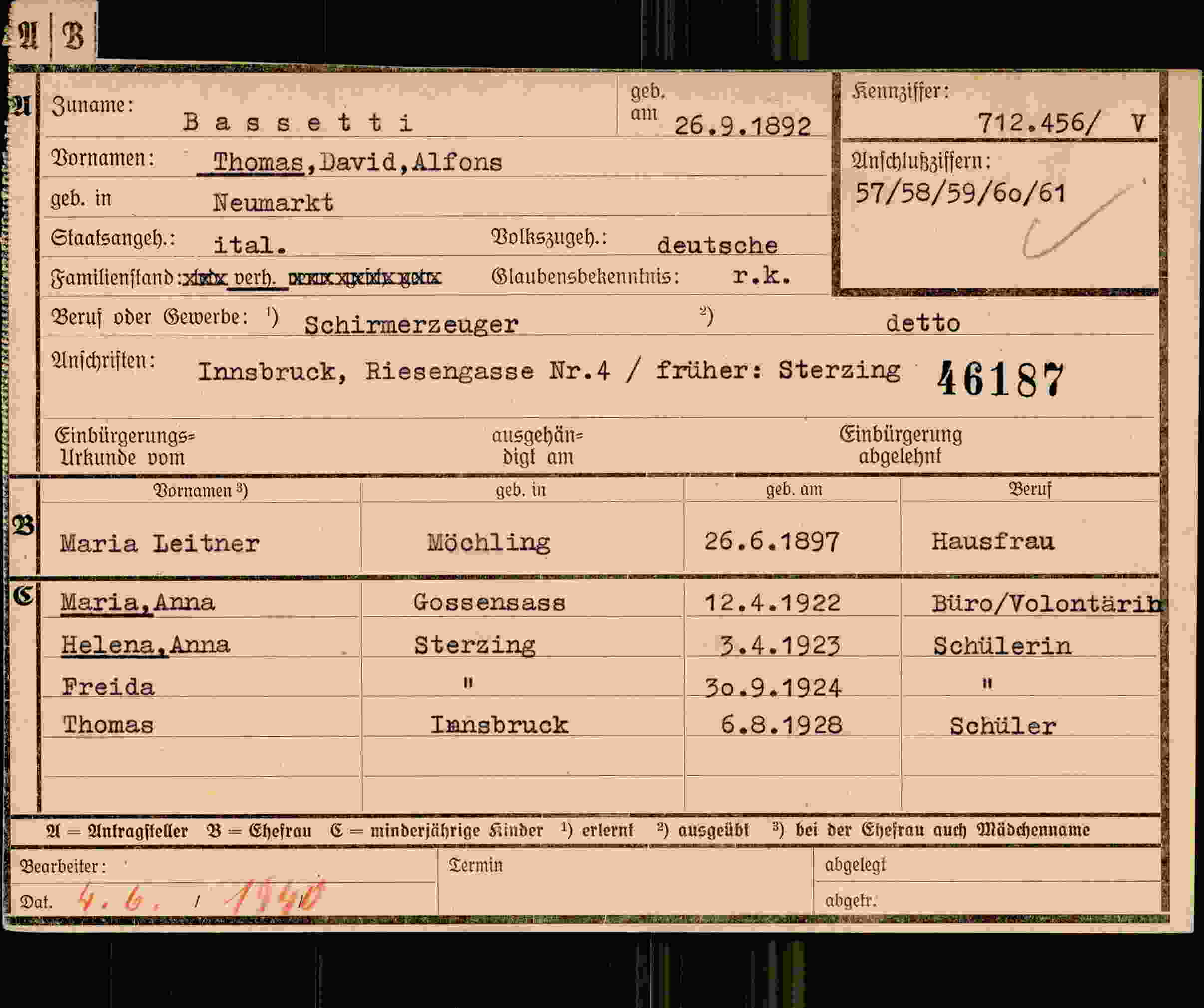 Dokument für Thomas David Alfons Bassetti
