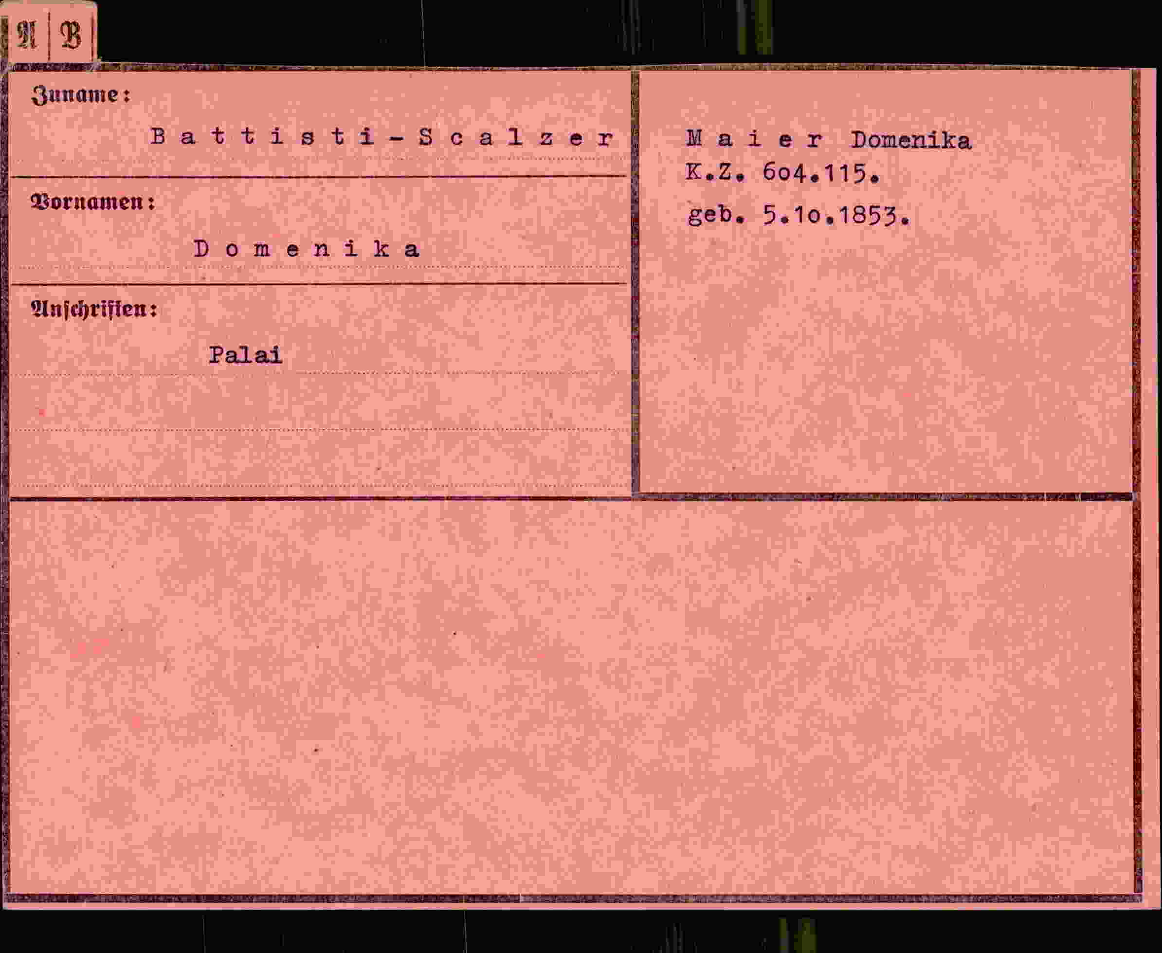 Dokument für Domenika Battisti