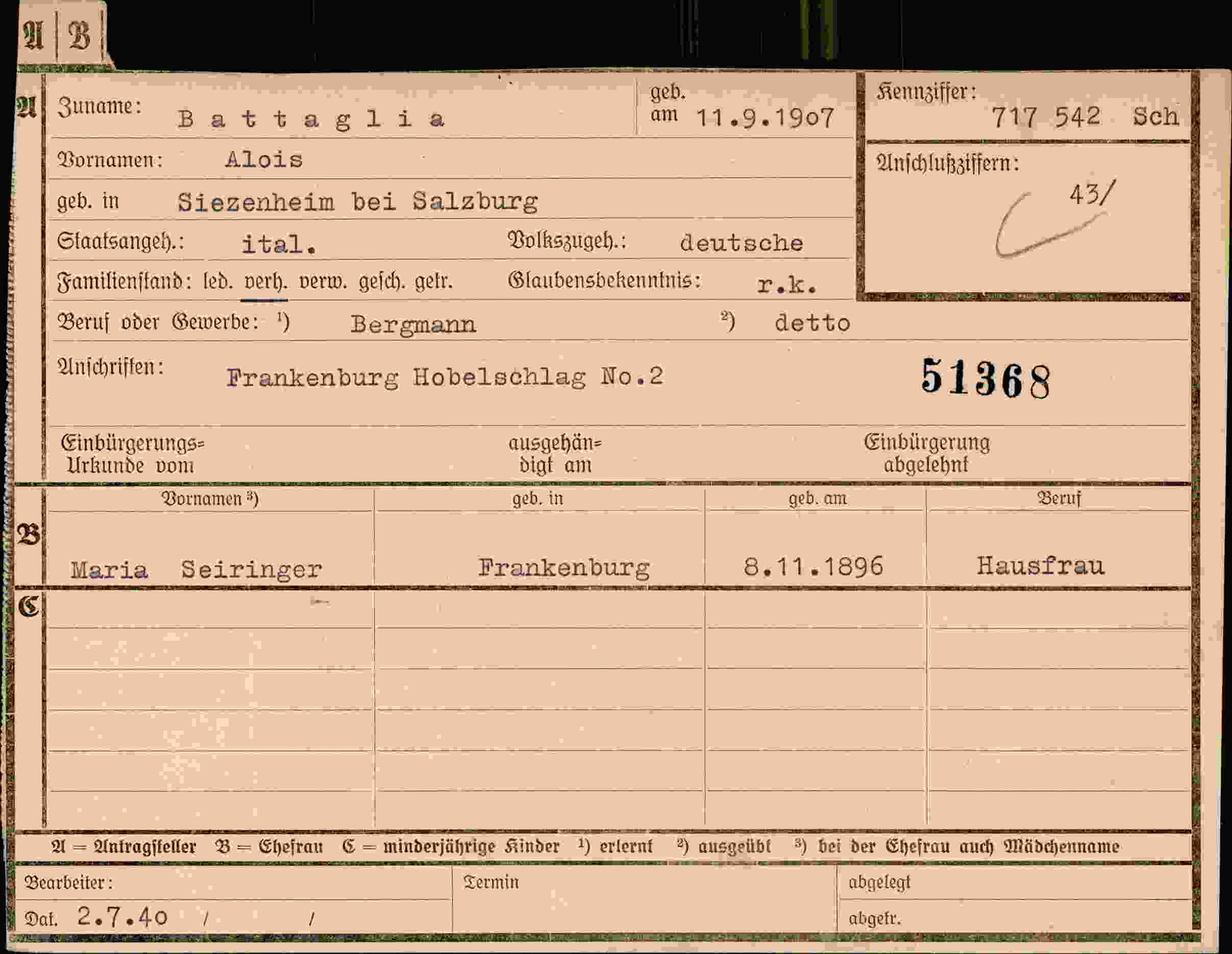 Dokument für Alois Battaglia