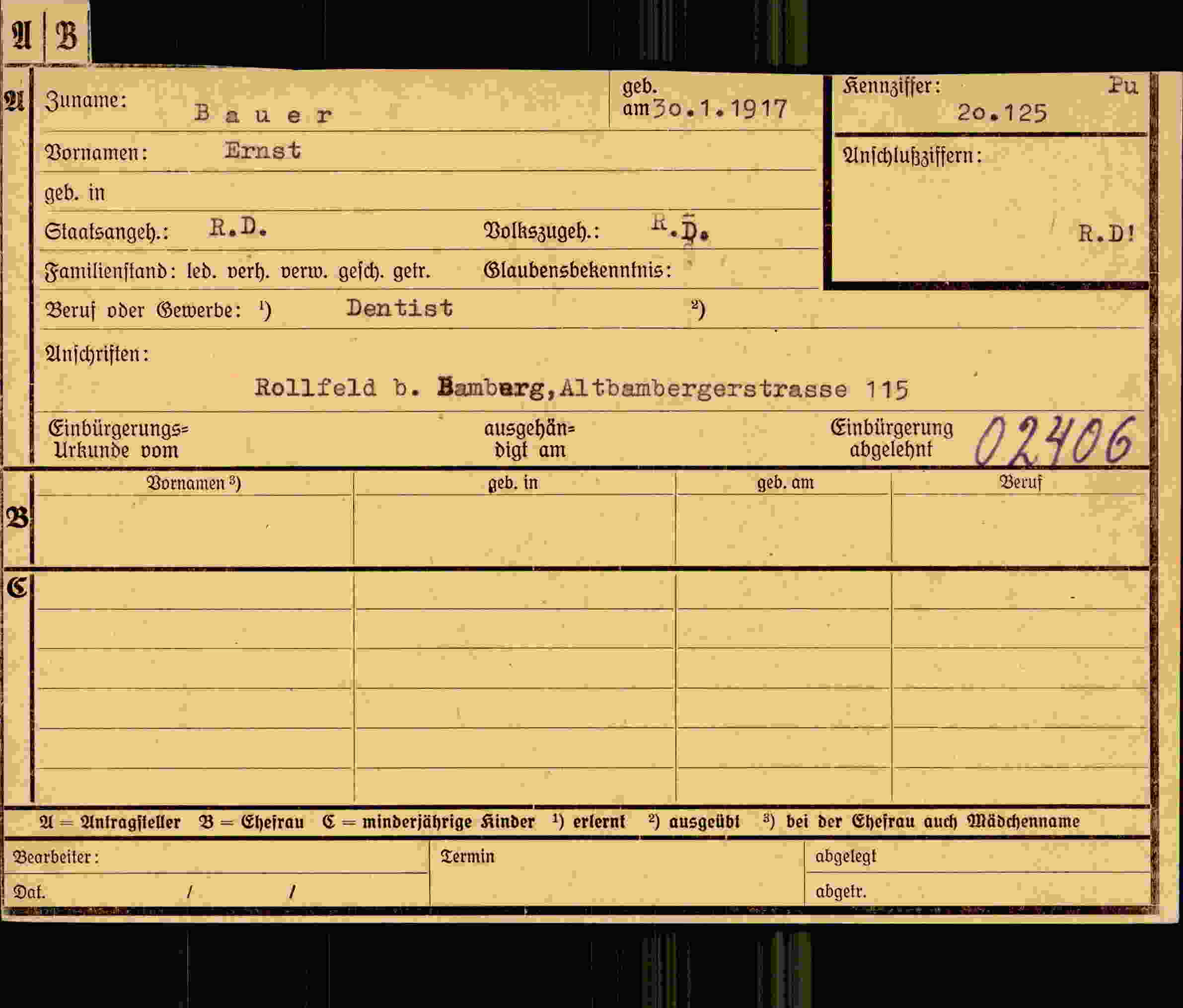 Dokument für Ernst Bauer