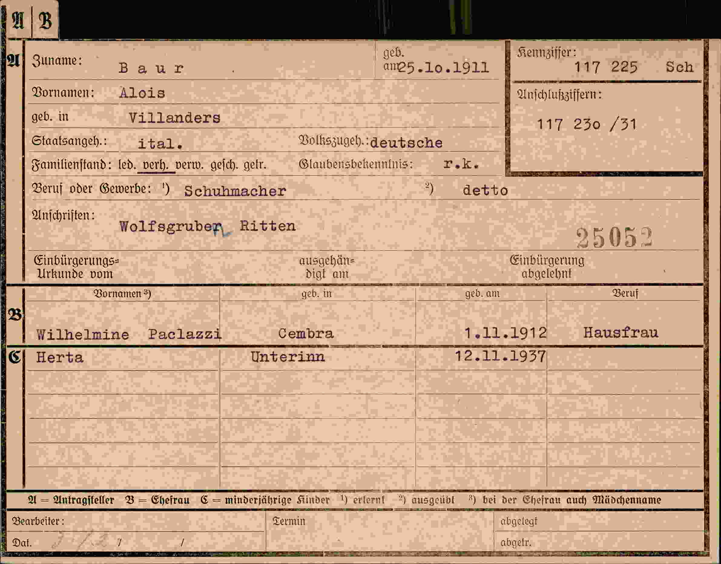 Vorderseite des Dokuments