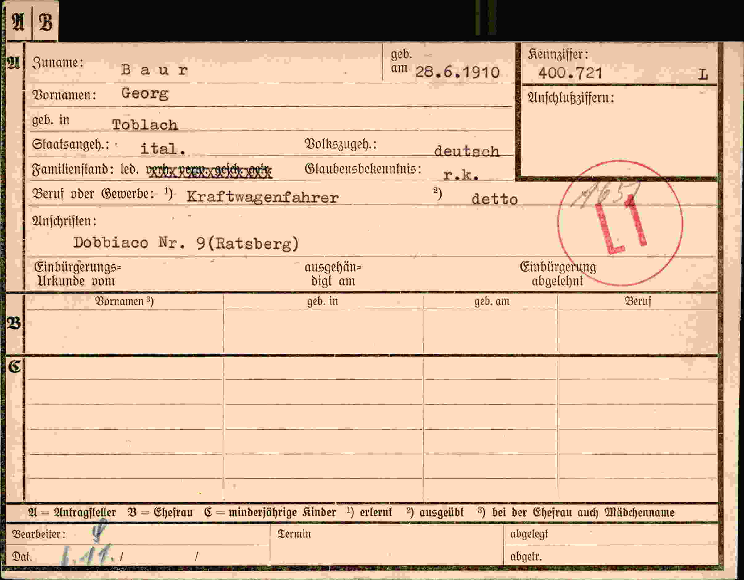 Dokument für Georg Baur