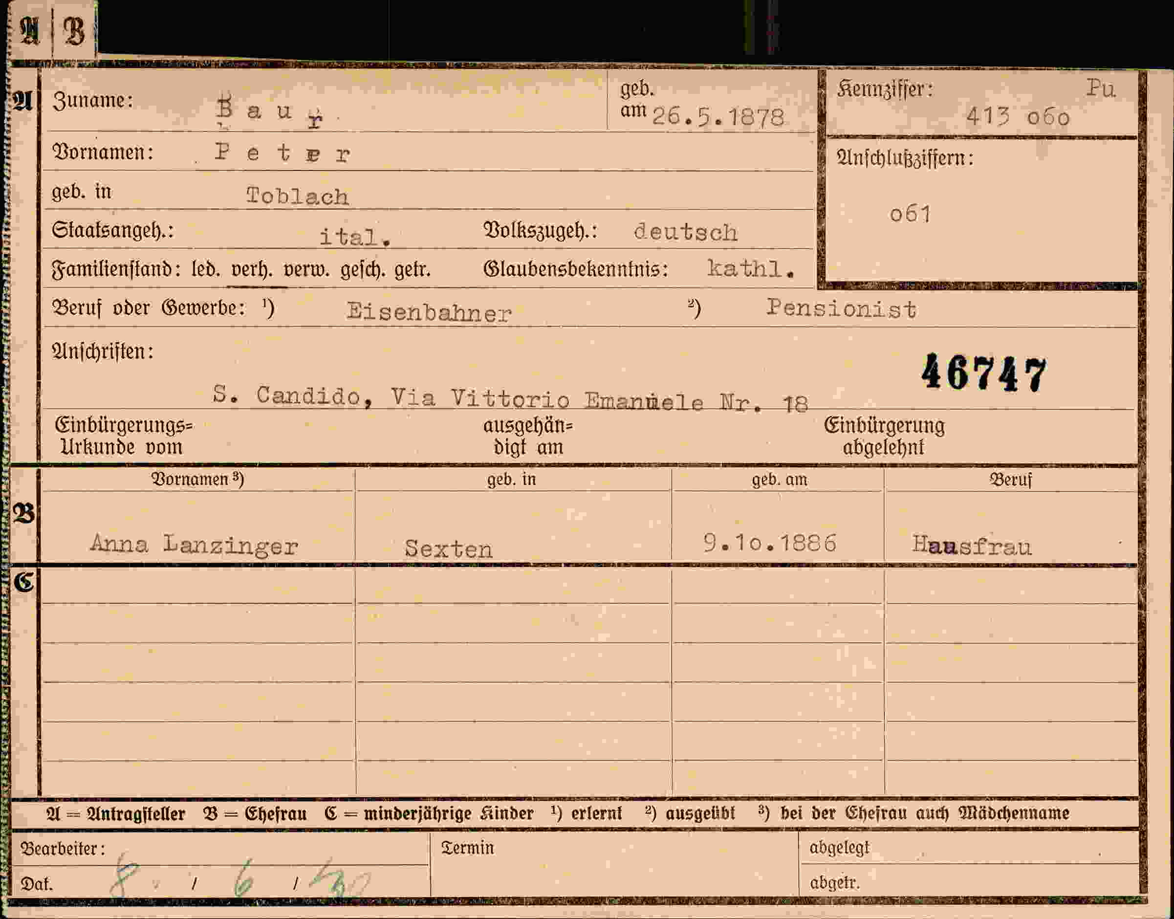 Dokument für Peter Baur