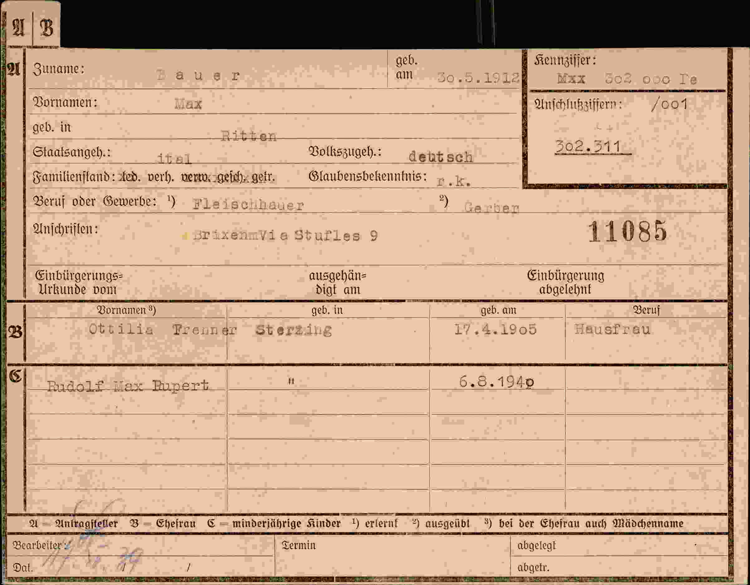 Dokument für Max Bauer