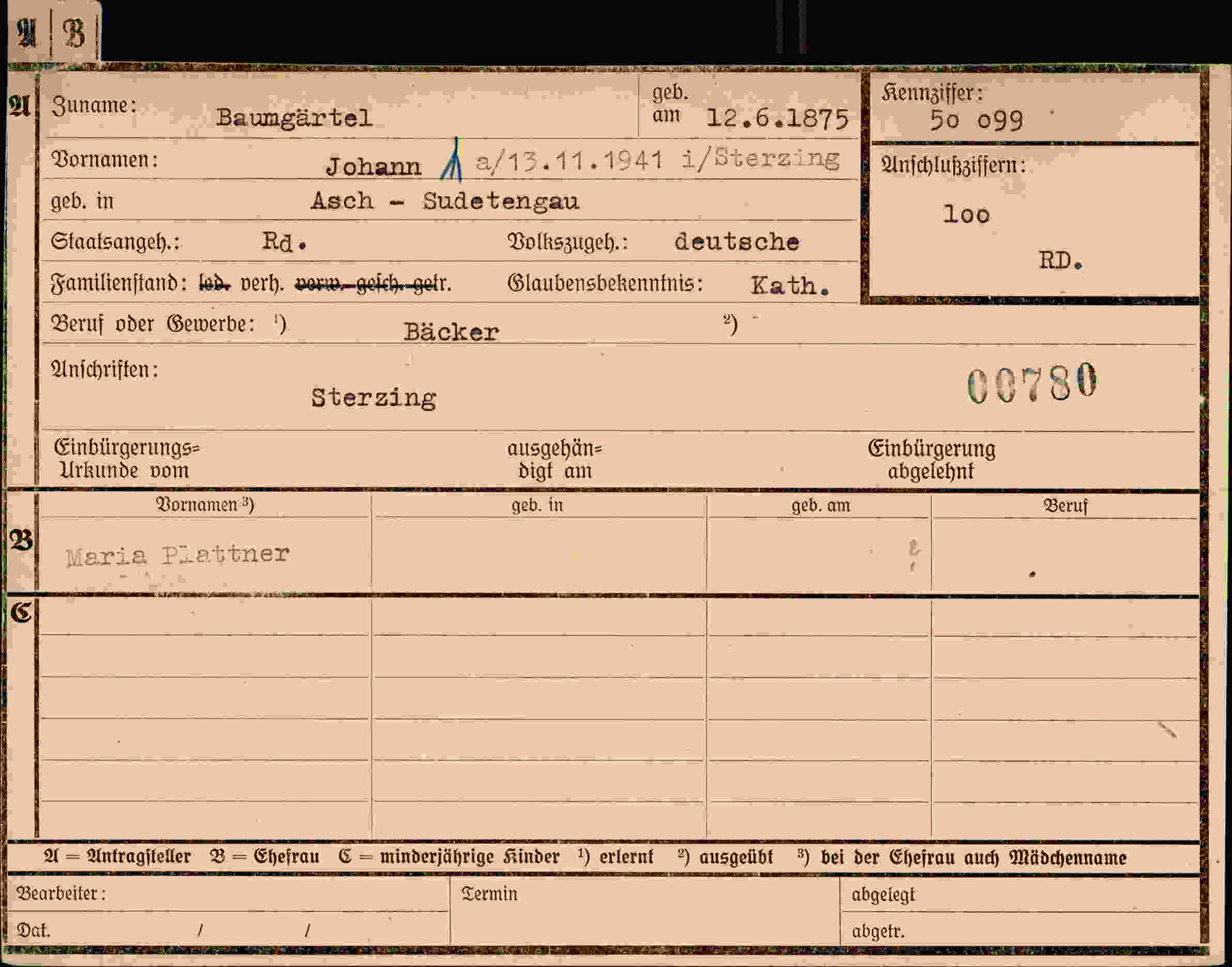 Dokument für Johann Baumgärtel