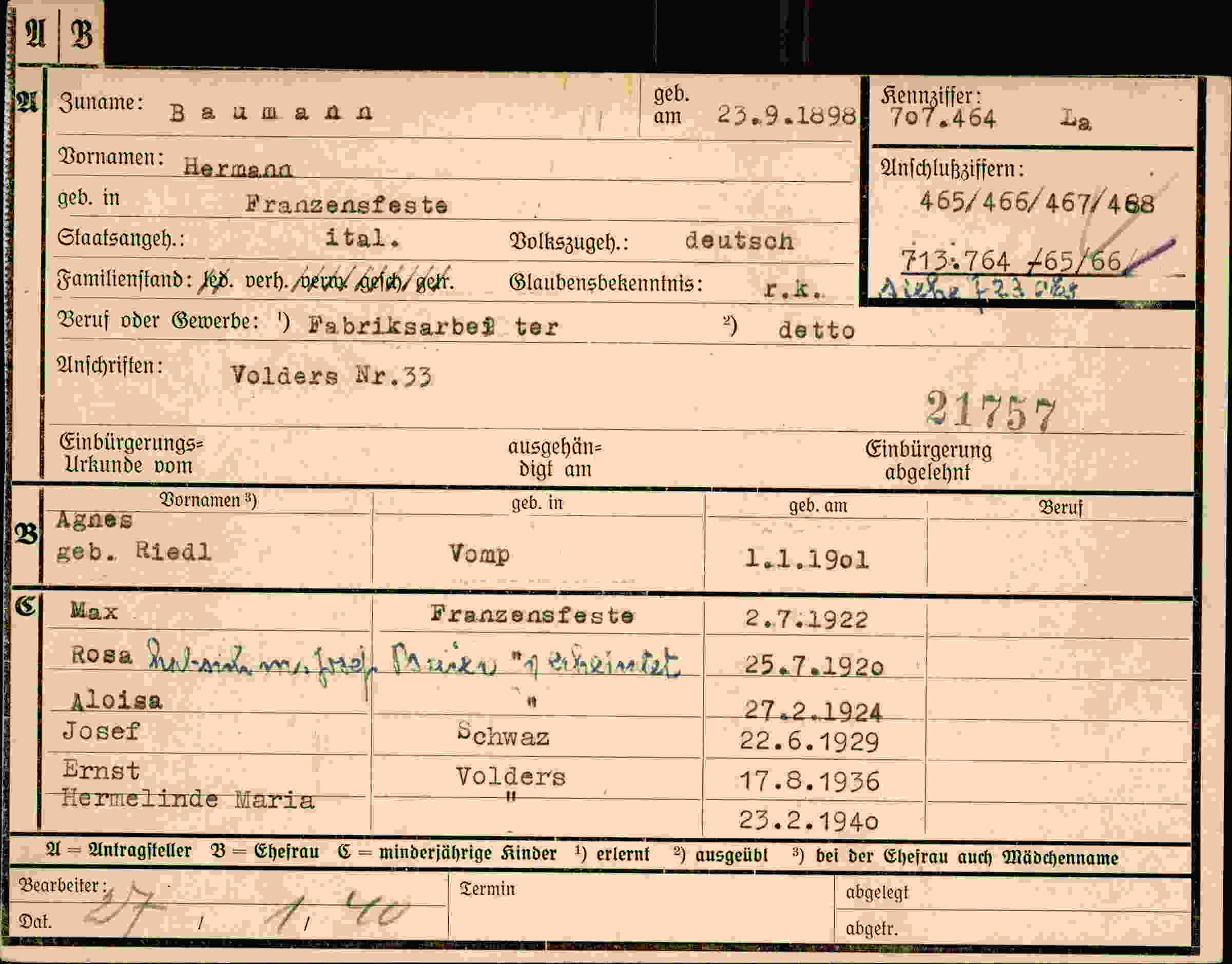 Dokument für Hermann Baumann