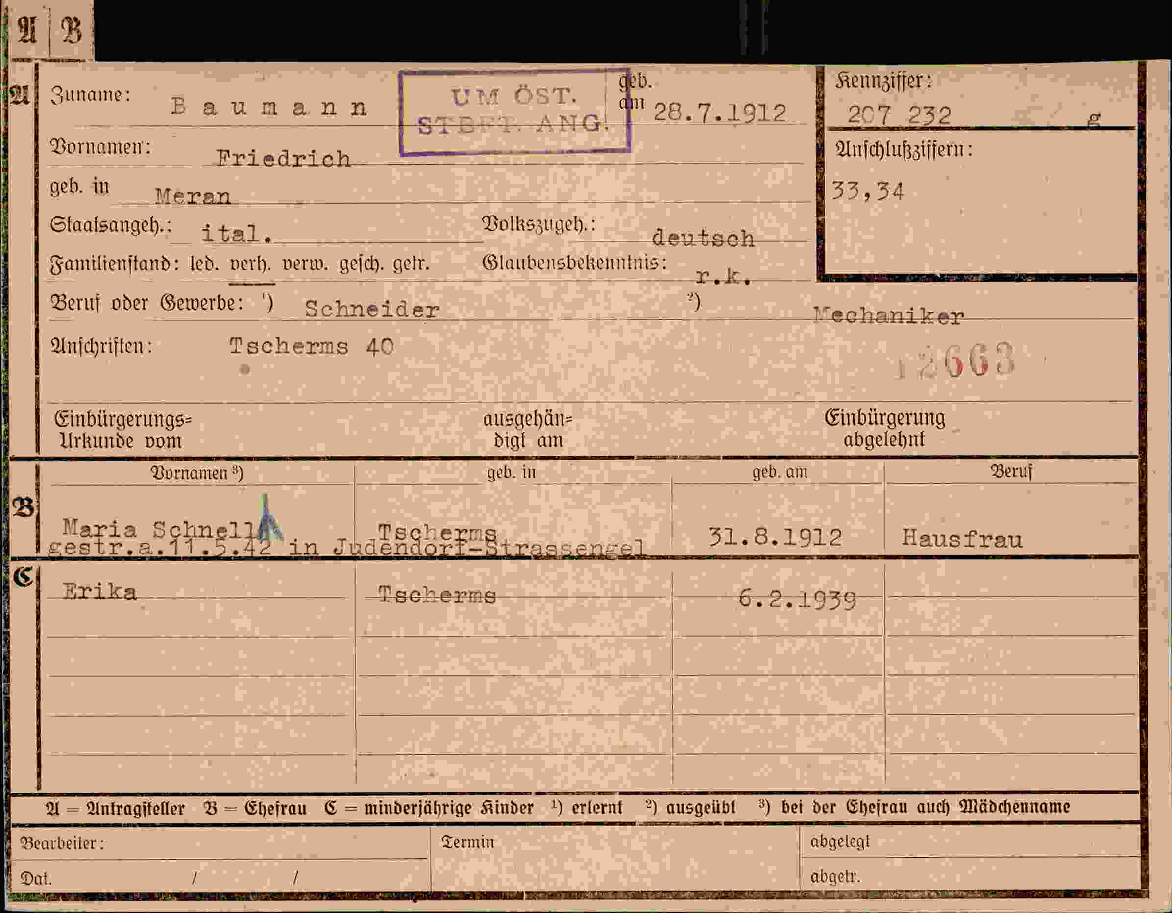 Dokument für Friedrich Baumann