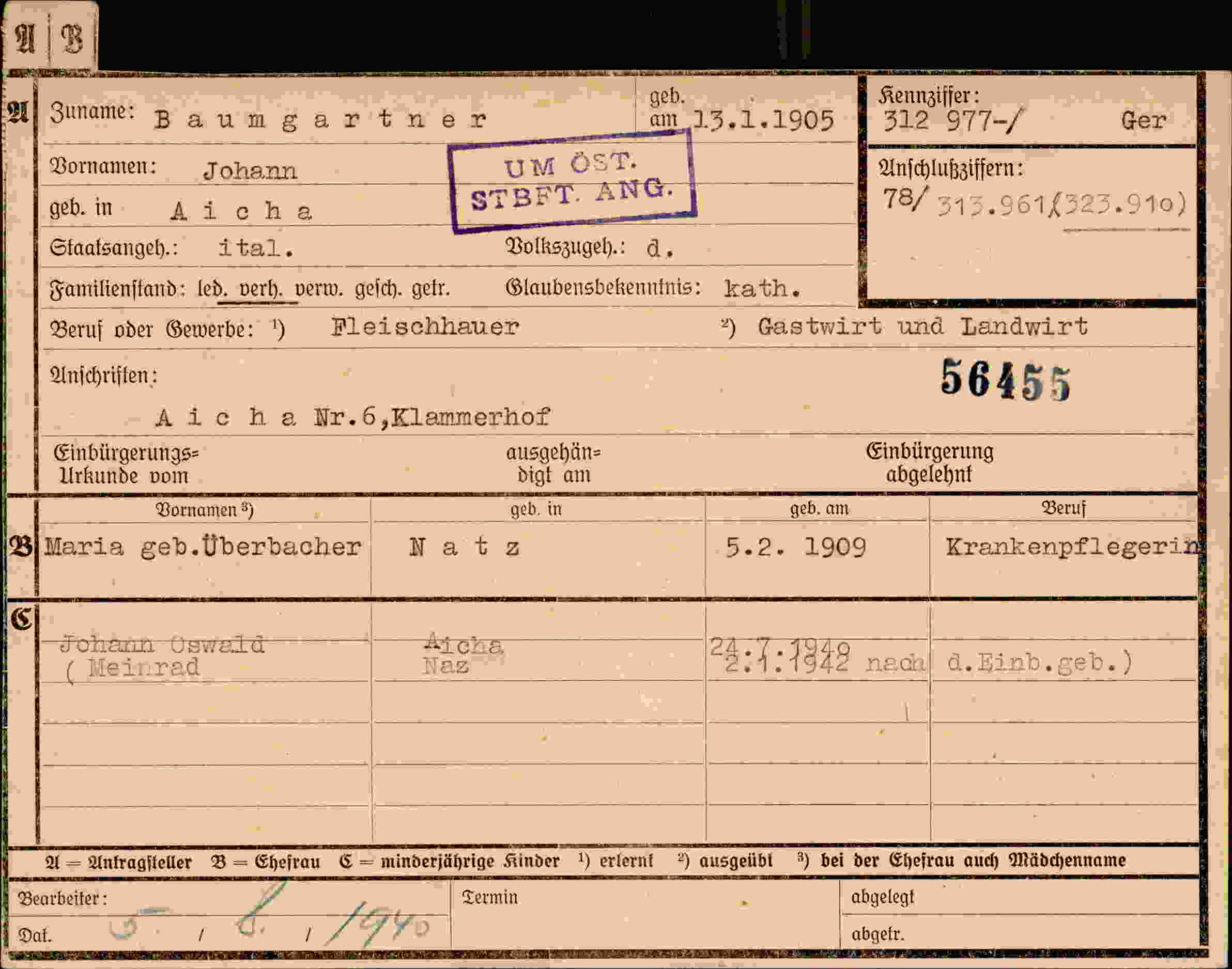 Dokument für Johann Baumgartner