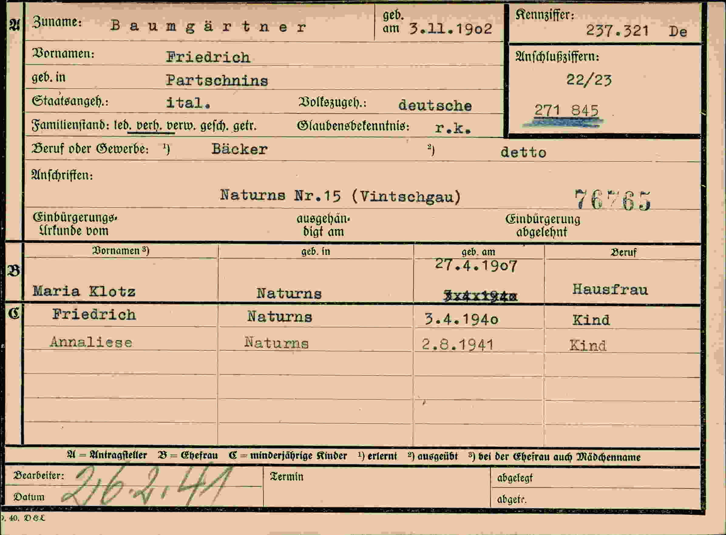 Dokument für Friedrich Baumgärtner