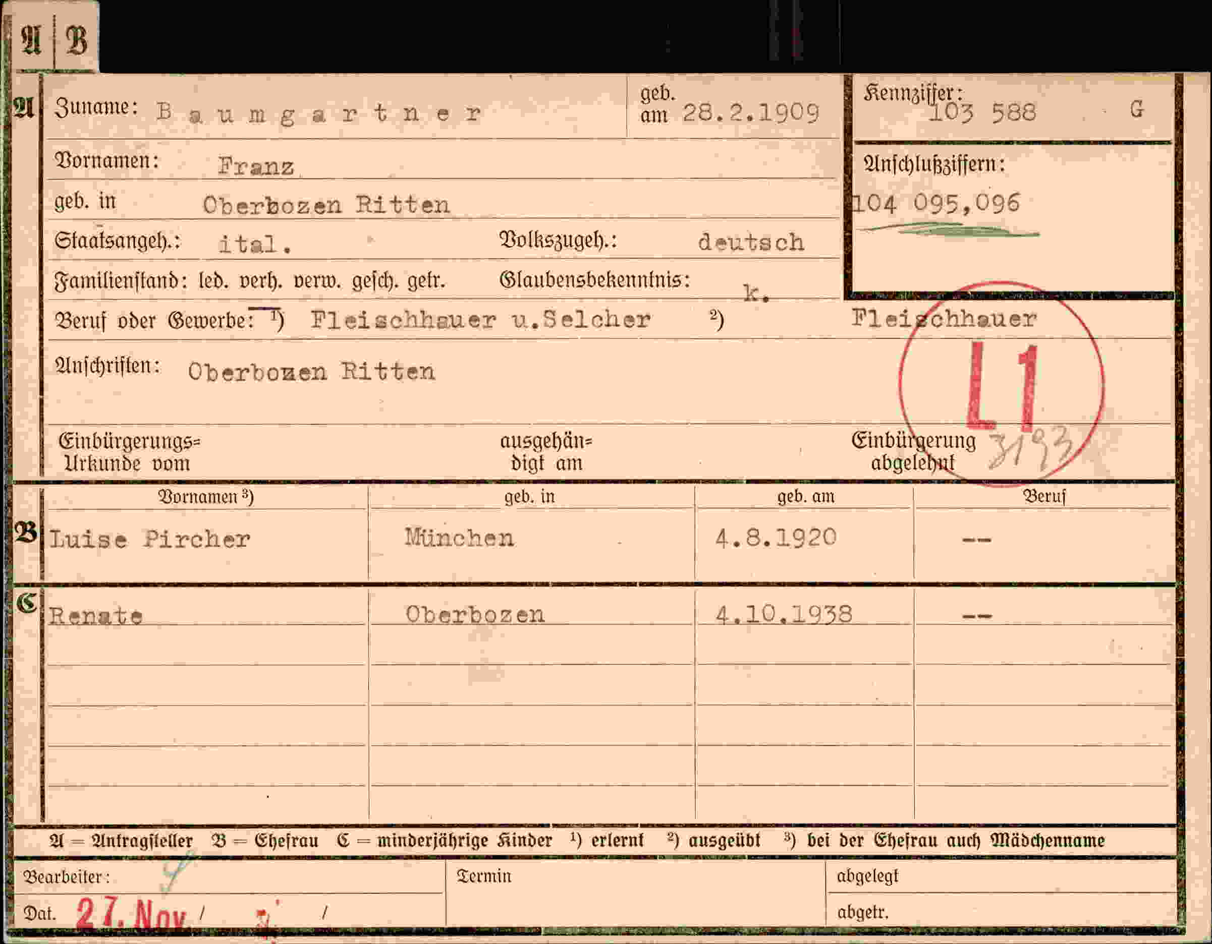 Dokument für Franz Baumgartner