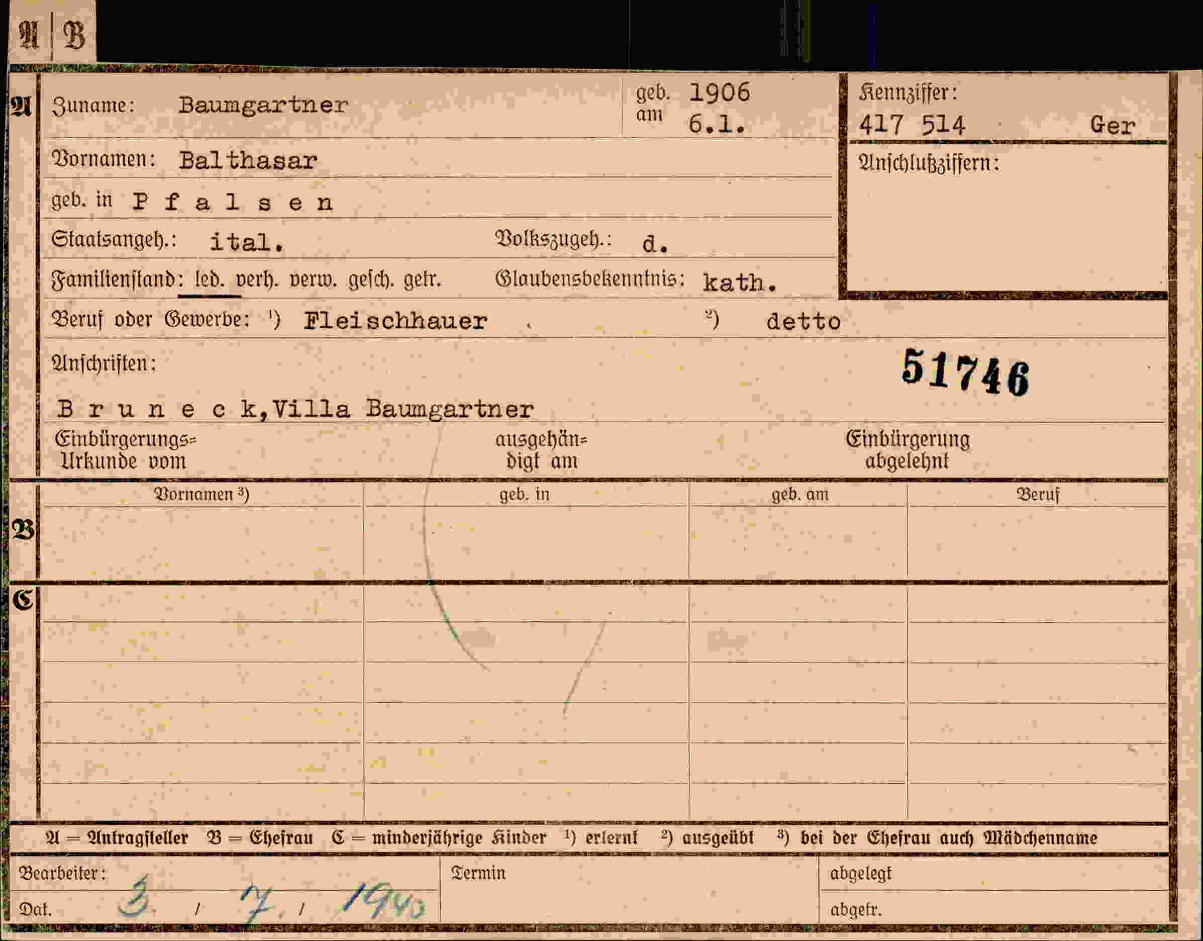 Dokument für Balthasar Baumgartner