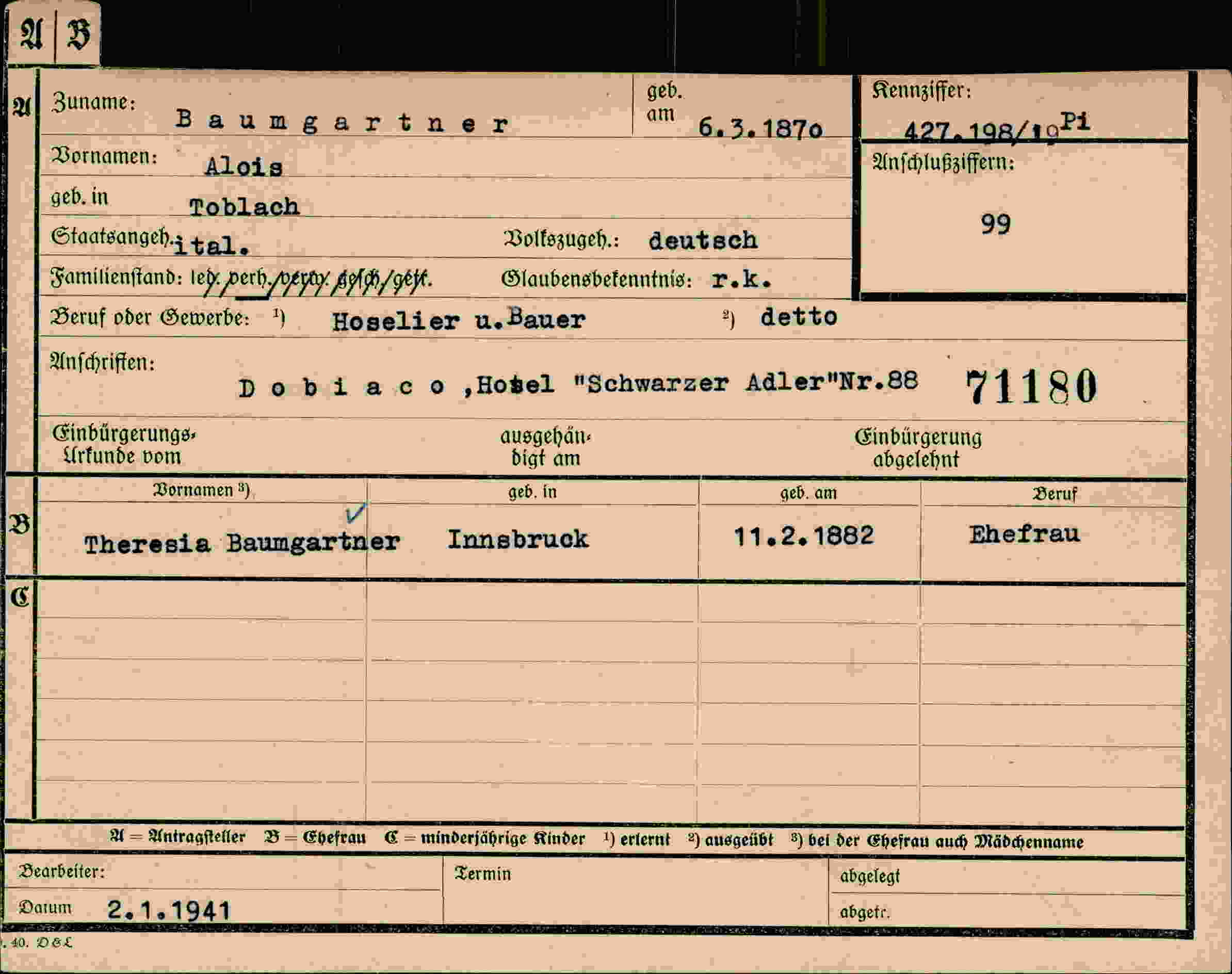 Dokument für Alois Baumgartner