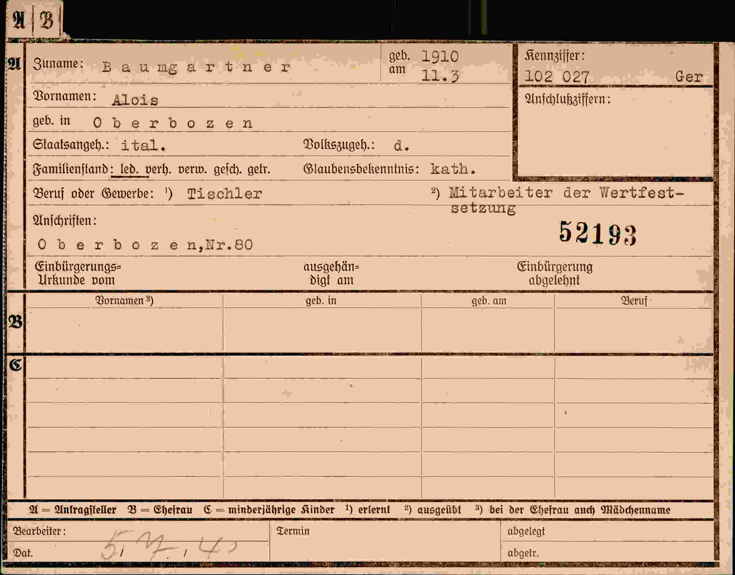 Dokument für Alois Baumgartner
