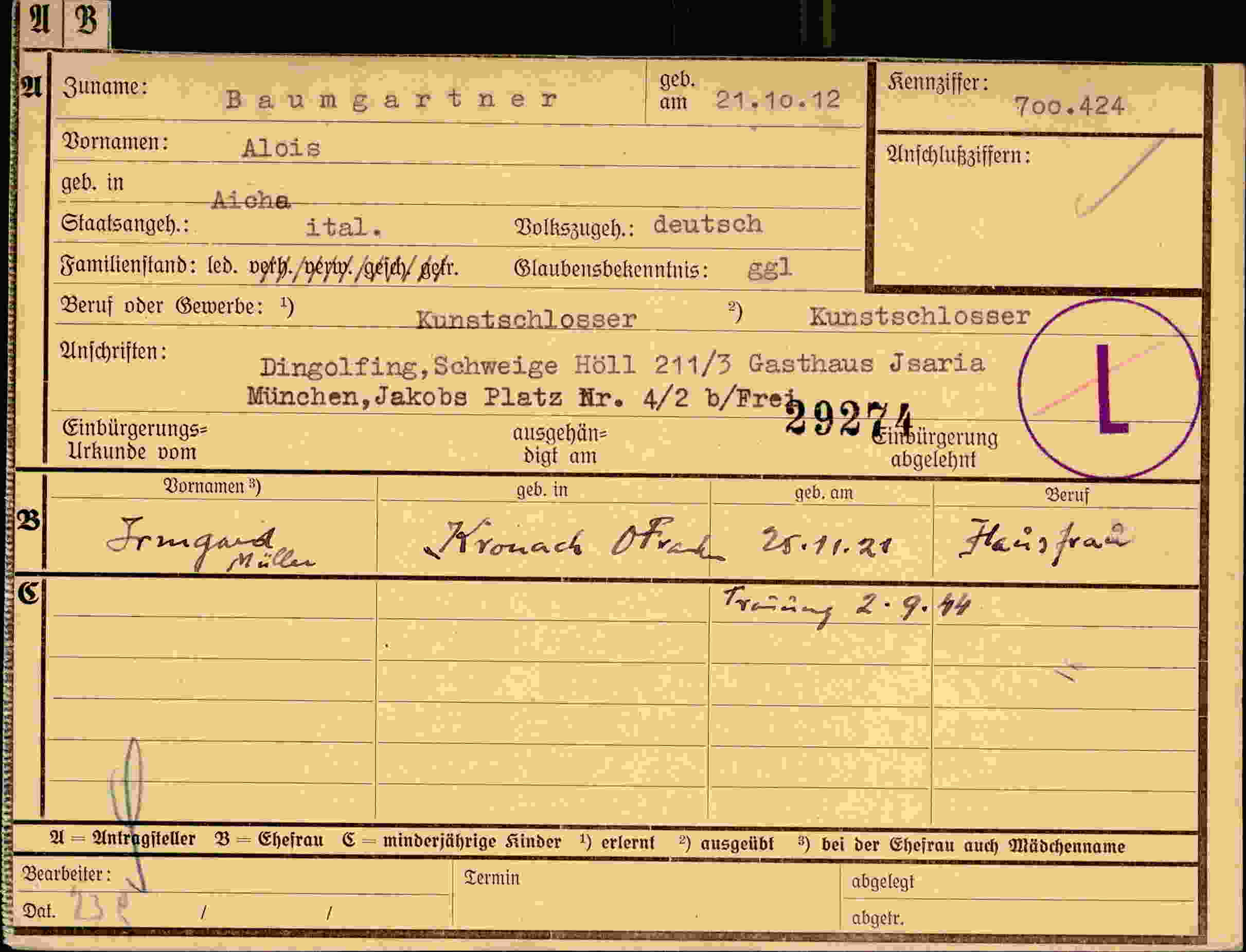 Dokument für Alois Baumgartner