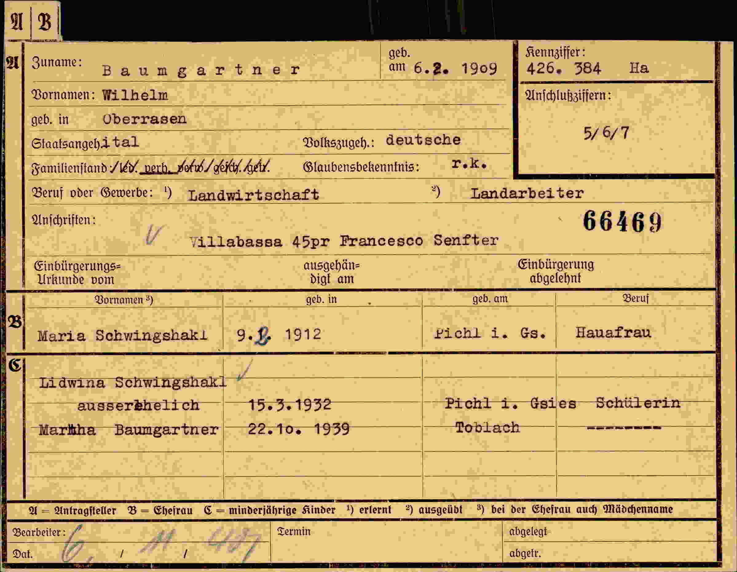 Vorderseite des Dokuments