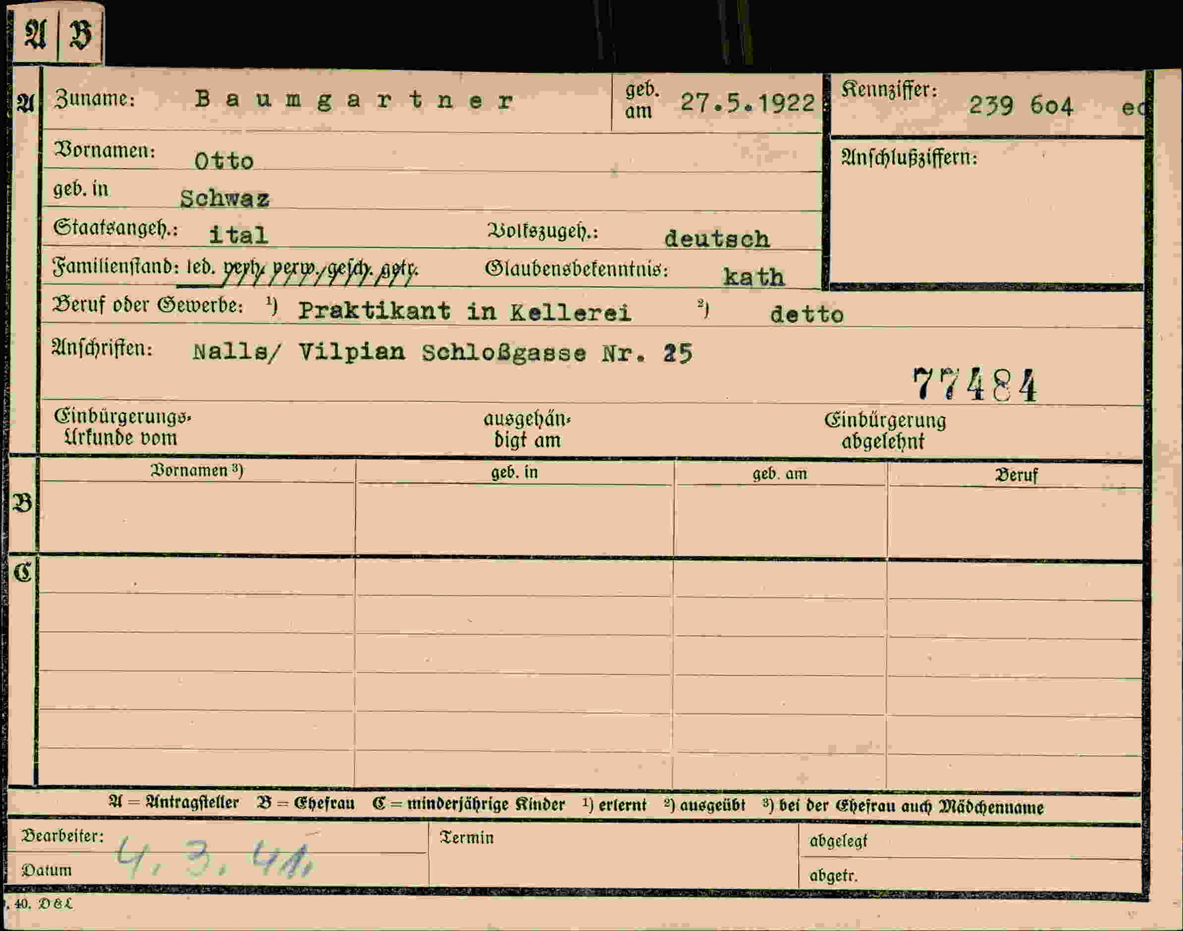 Dokument für Otto Baumgartner