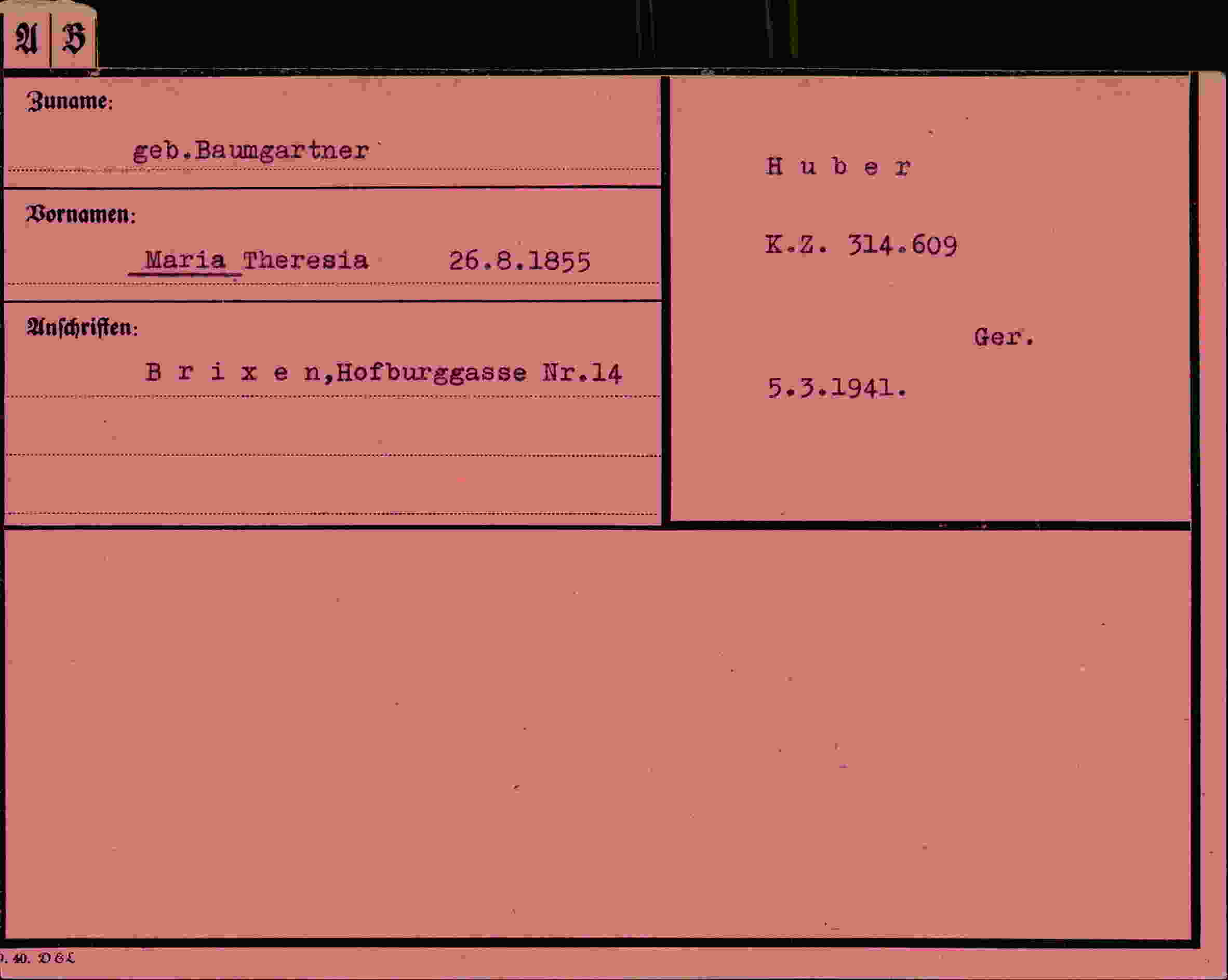 Vorderseite des Dokuments
