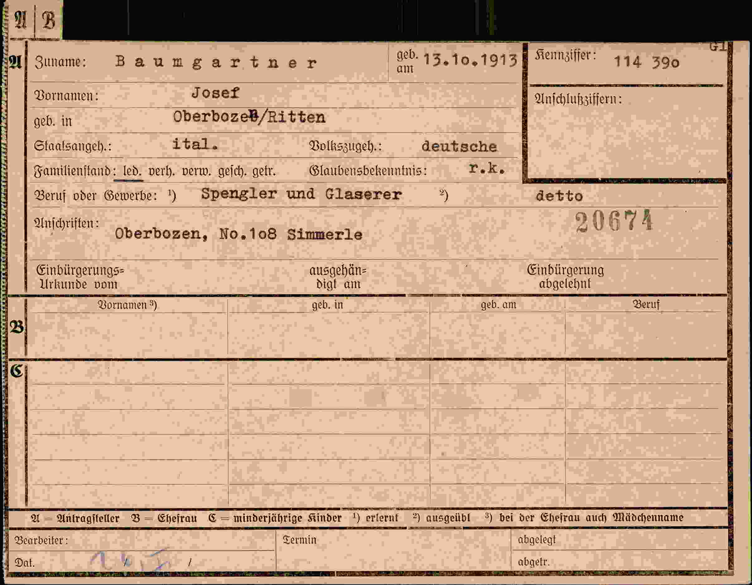 Dokument für Josef Baumgartner