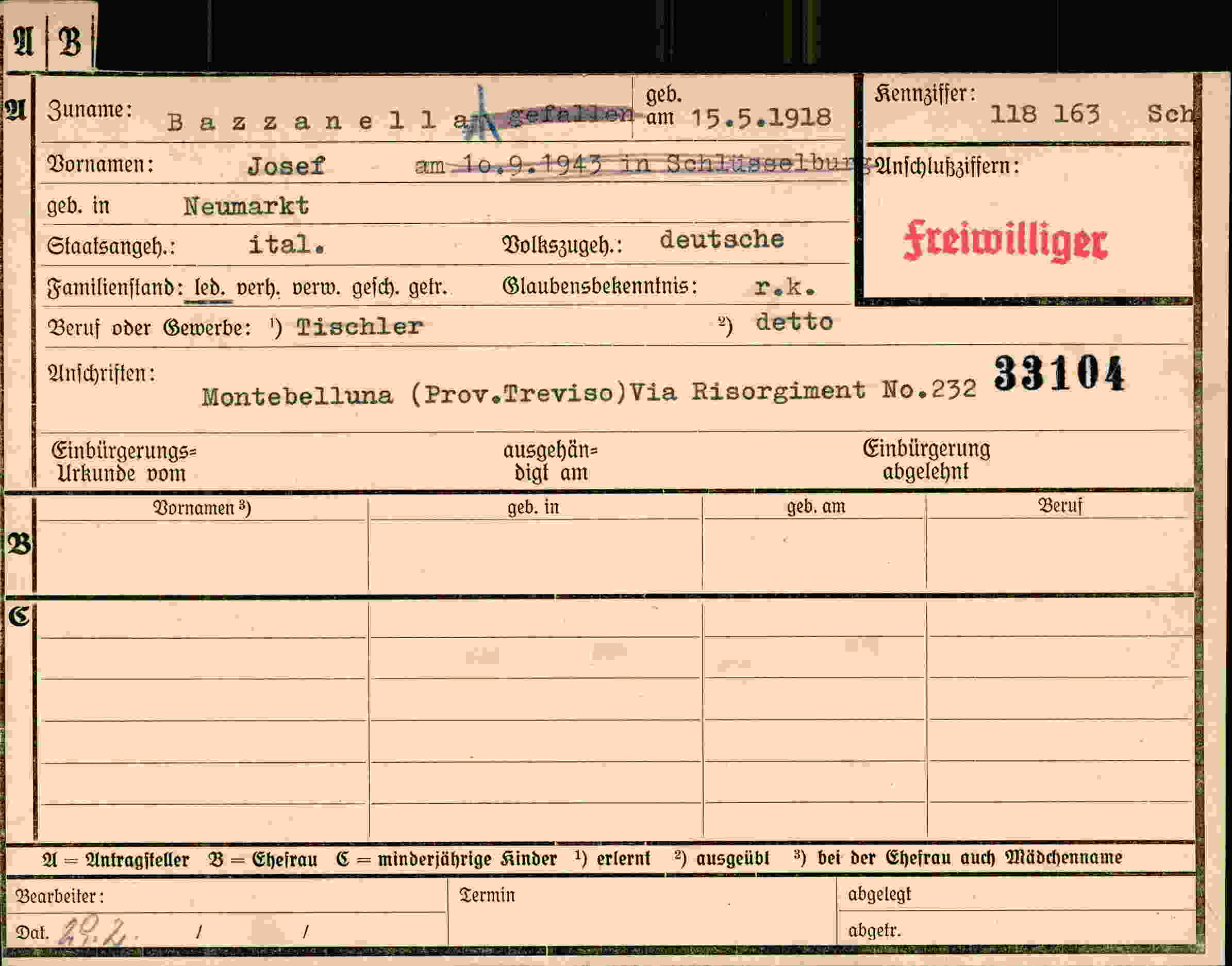 Dokument für Josef Bazaanellan