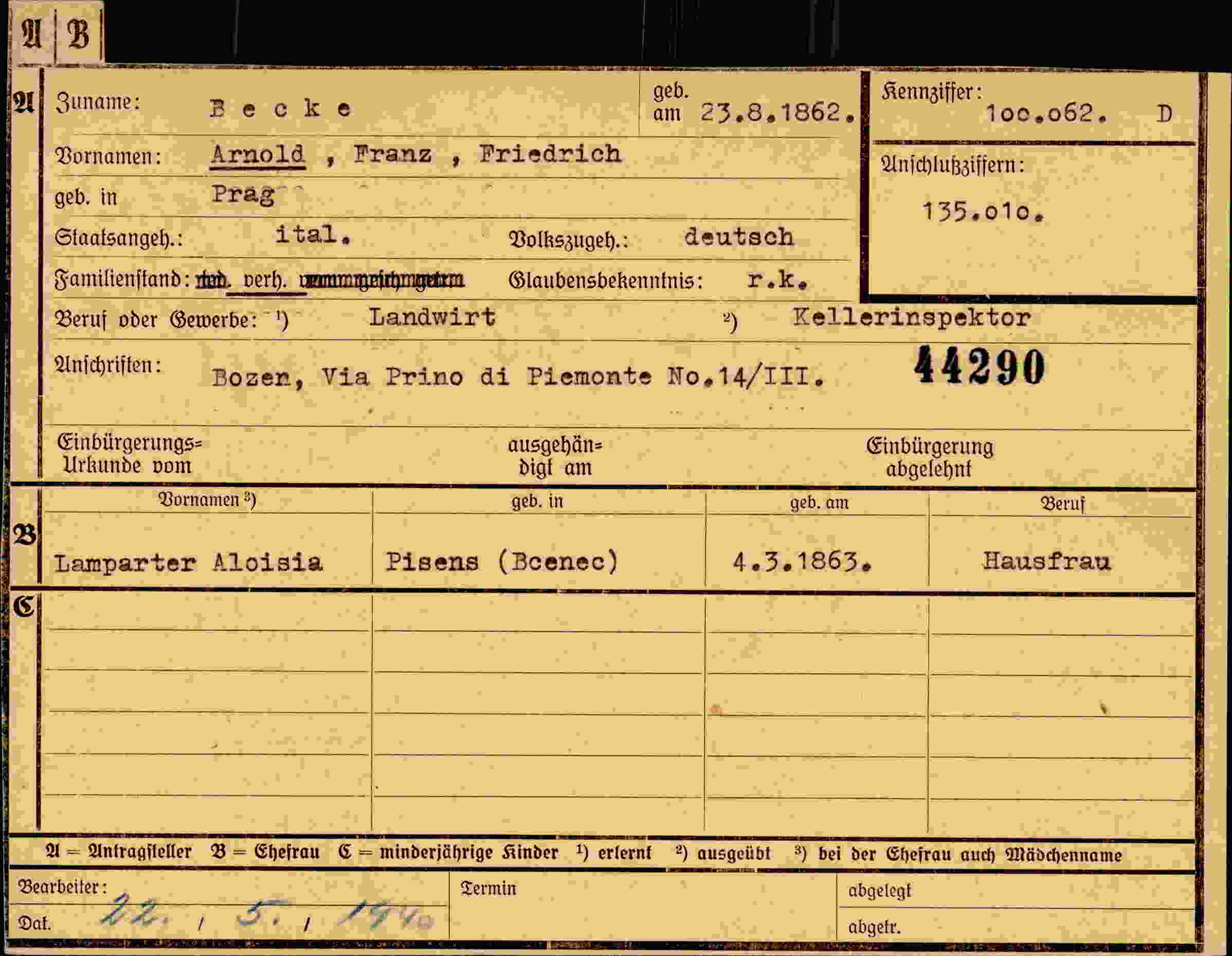 Dokument für Arnold Franz Friedrich Becke