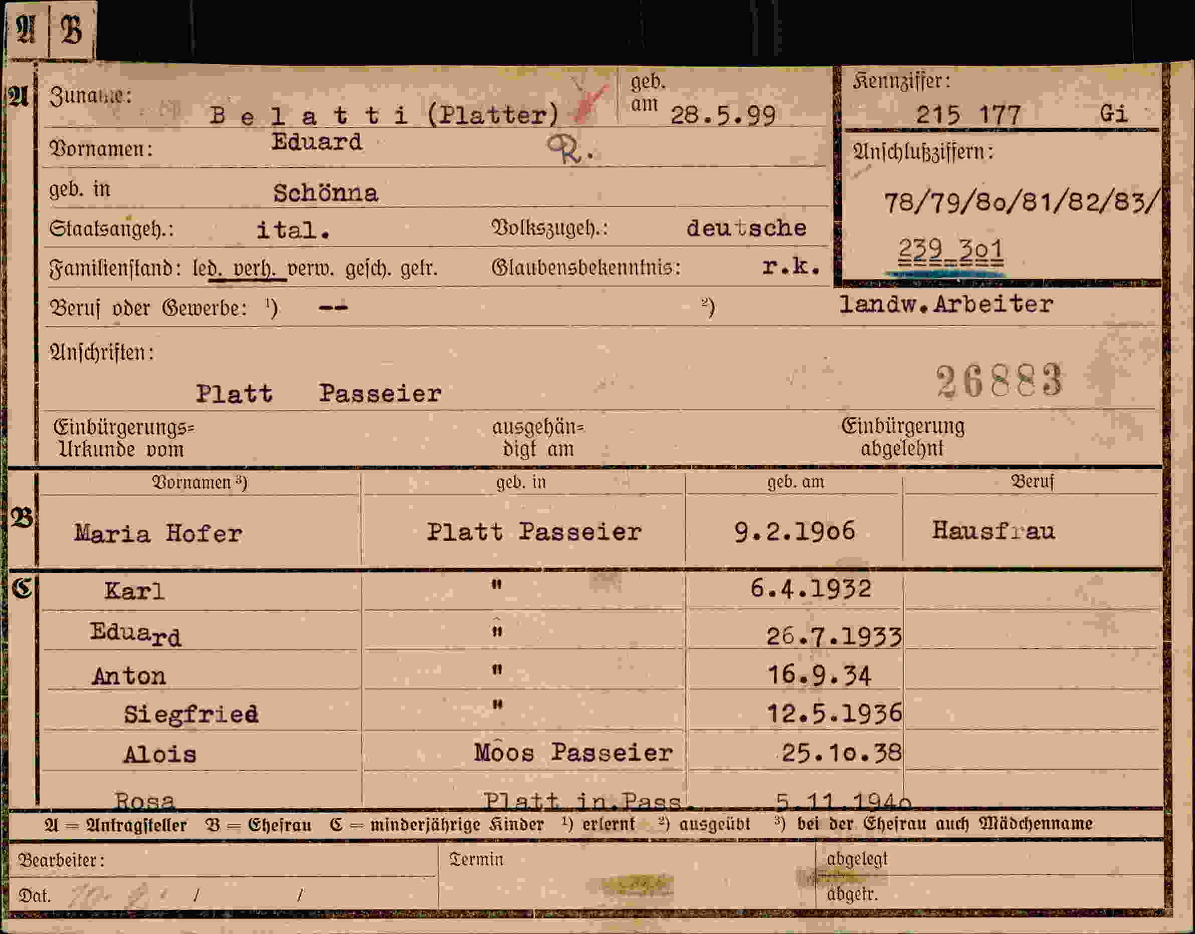 Dokument für Eduard Zunante