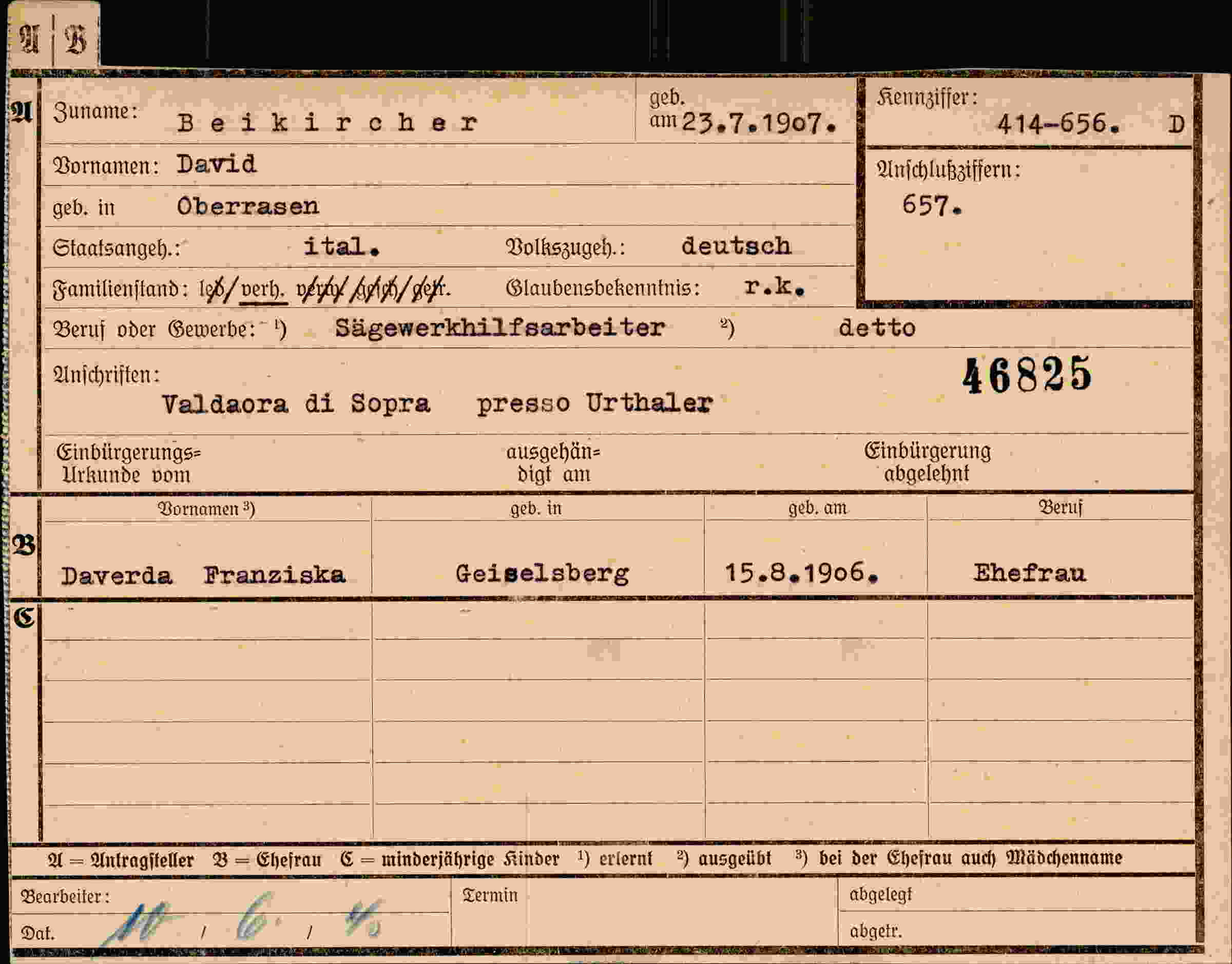 Dokument für David Beikircher