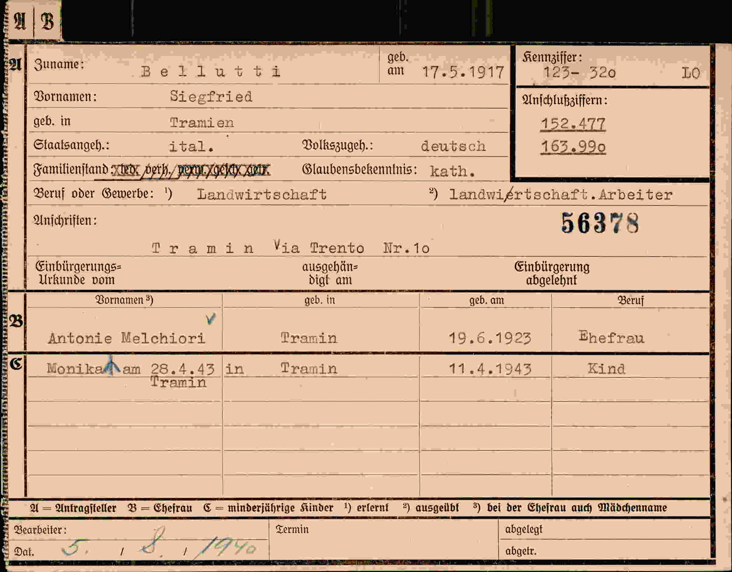 Dokument für Siegfried Bellutti