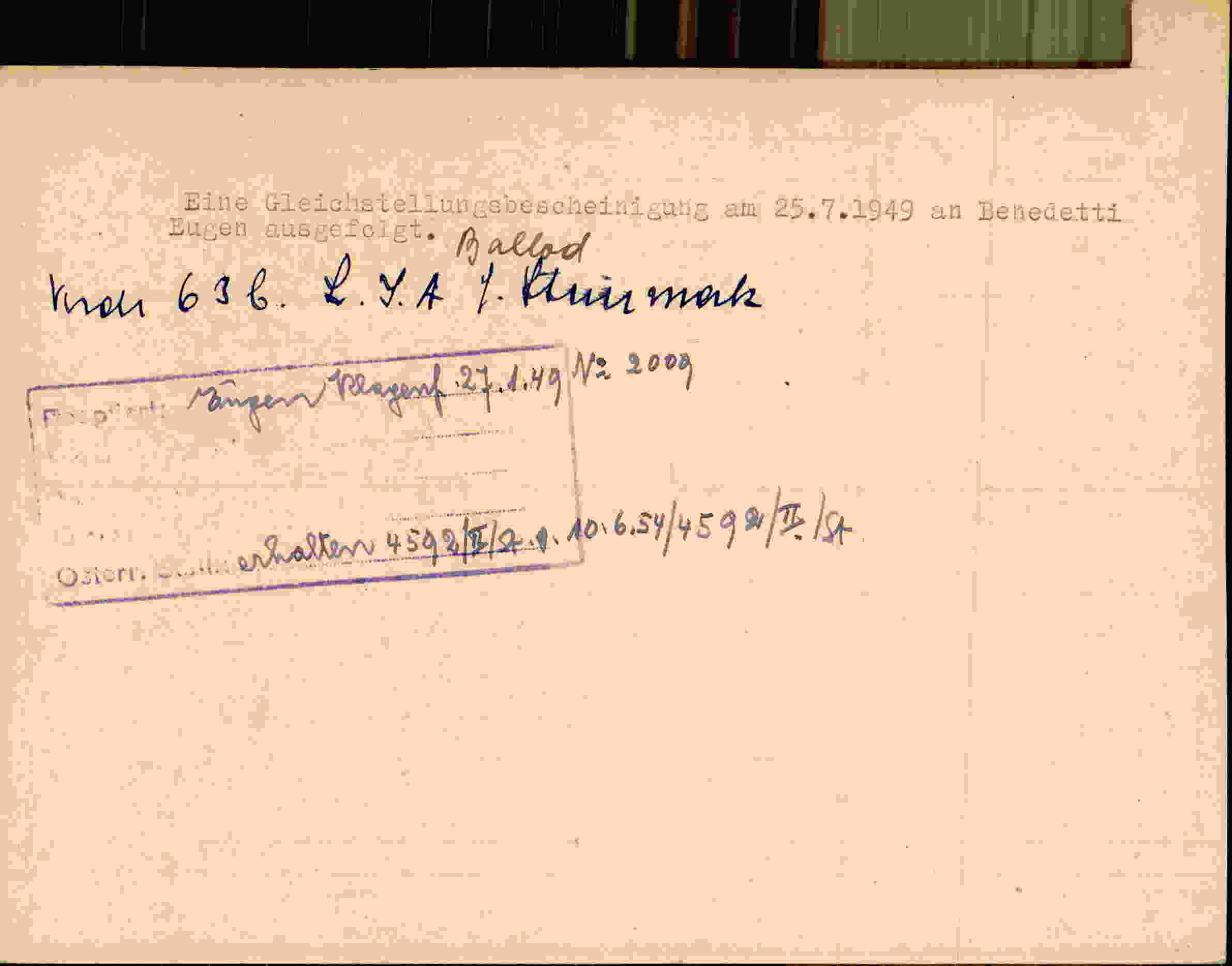Rückseite des Dokuments