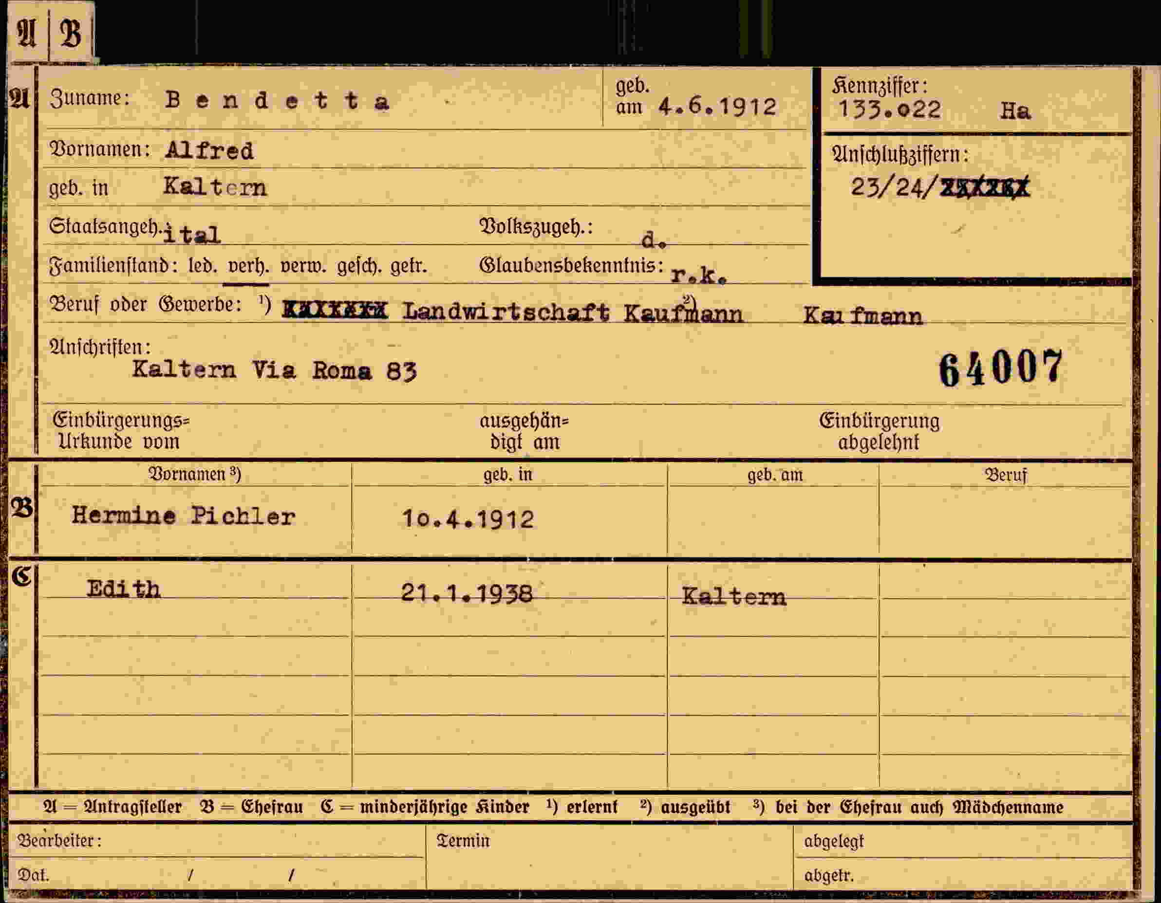 Dokument für Alfred Bandetta