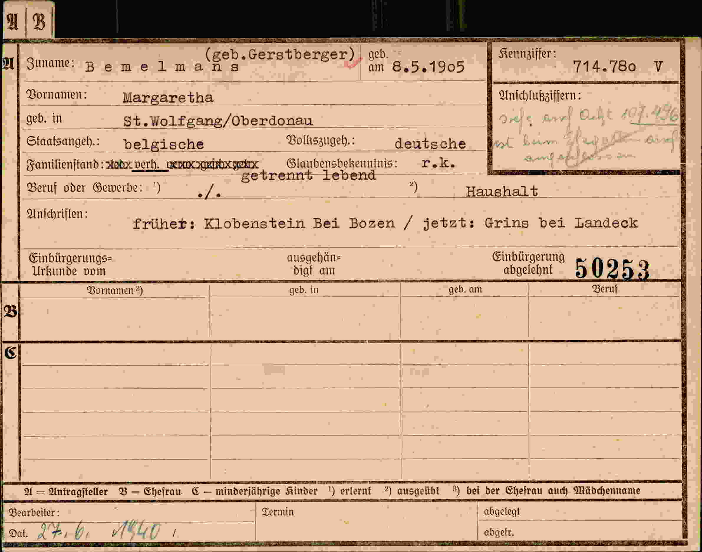Dokument für Margaretha Bemelmans