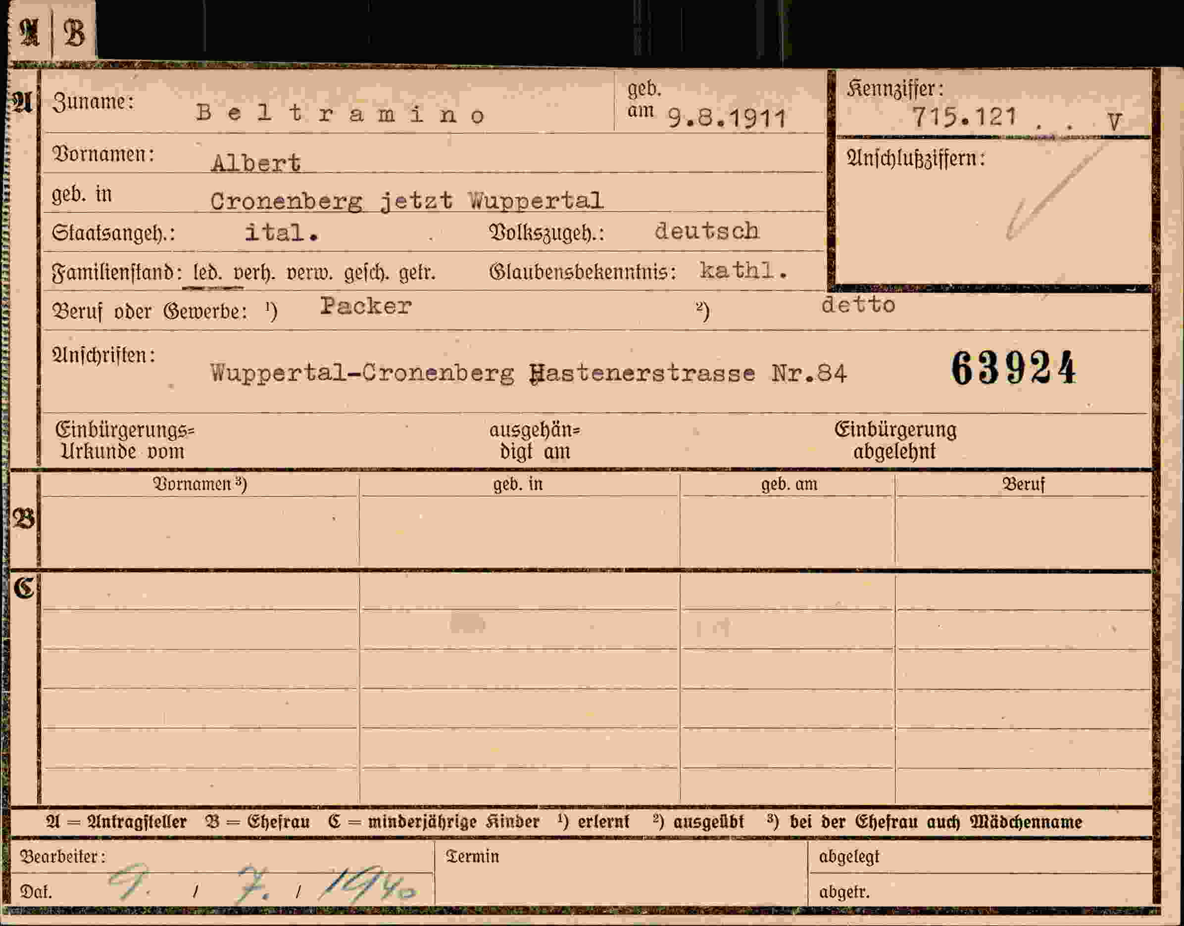 Vorderseite des Dokuments