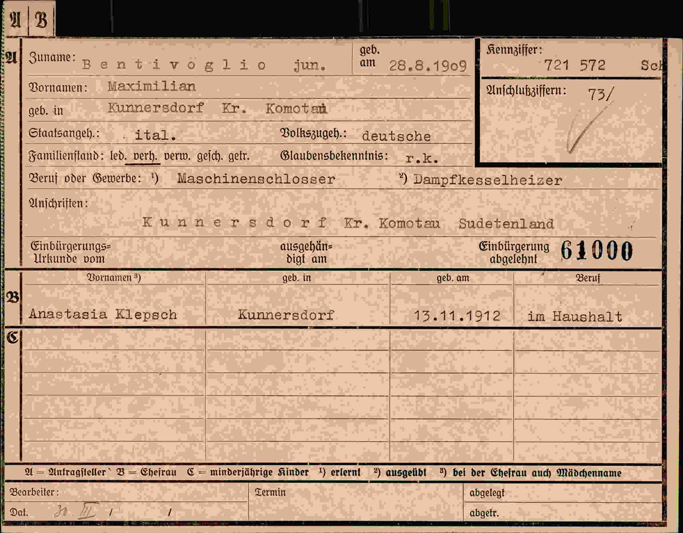 Dokument für Maximilian Bentivoglio jun