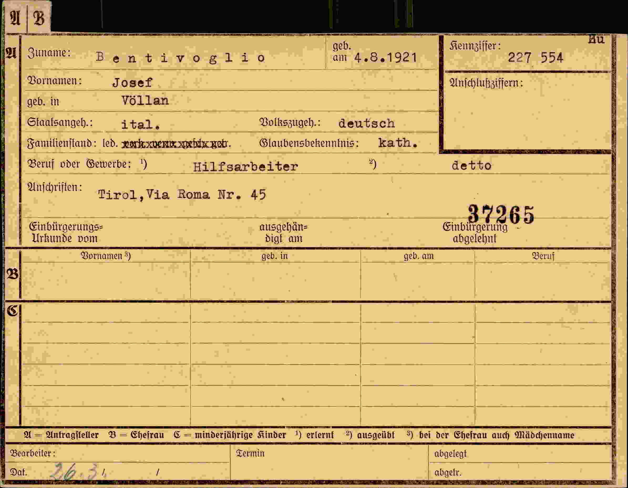 Vorderseite des Dokuments