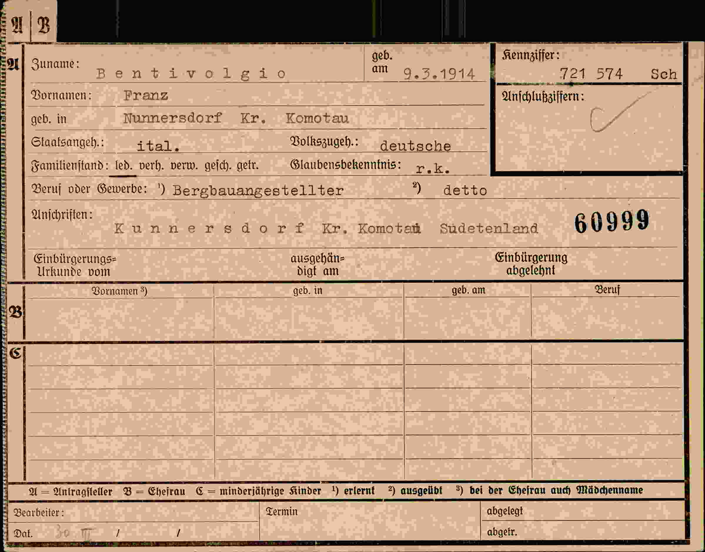 Dokument für Franz Bentivolgio