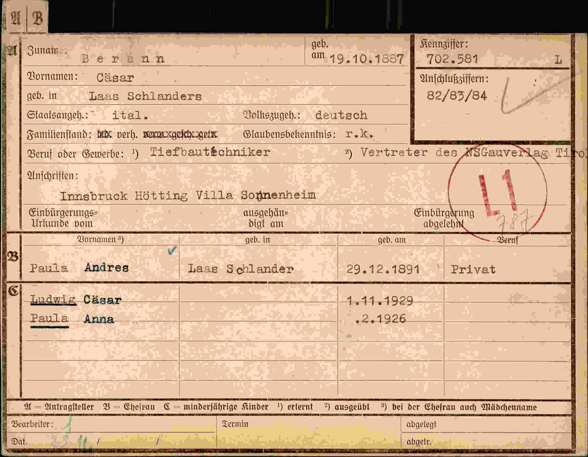 Dokument für Cäsar Berann