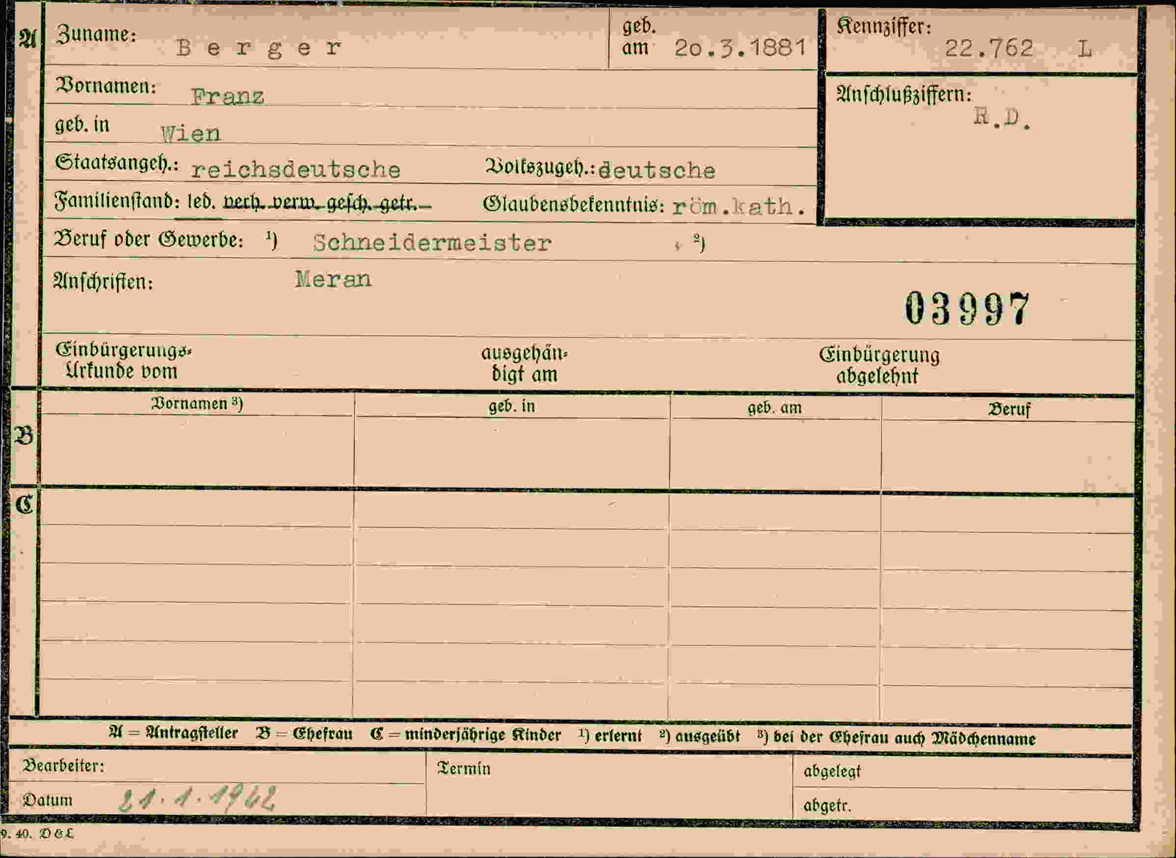 Dokument für Franz Berger