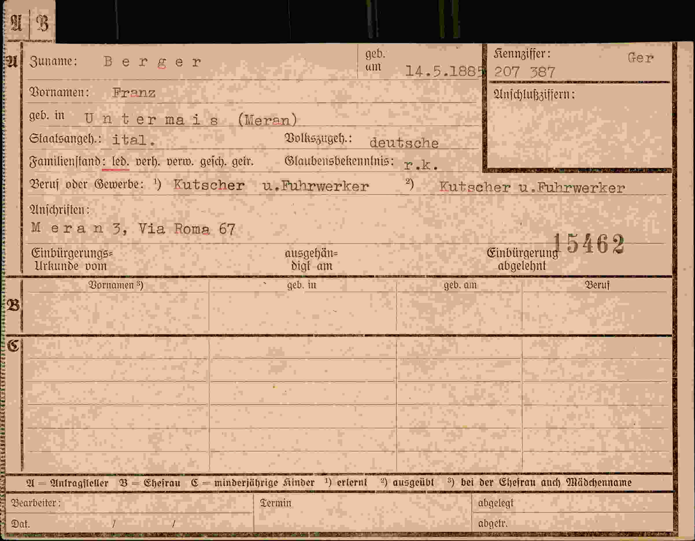 Dokument für Franz Berger
