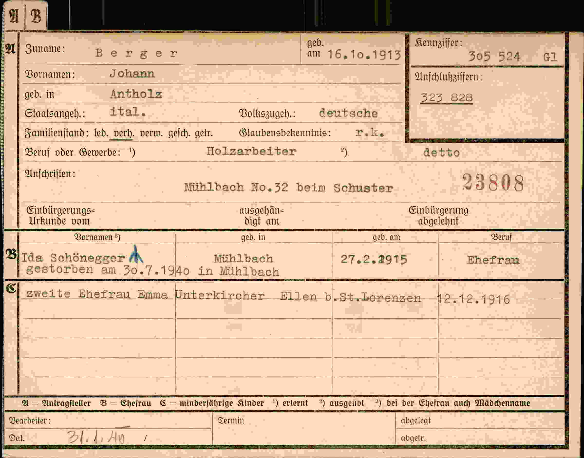 Dokument für Johann Berger