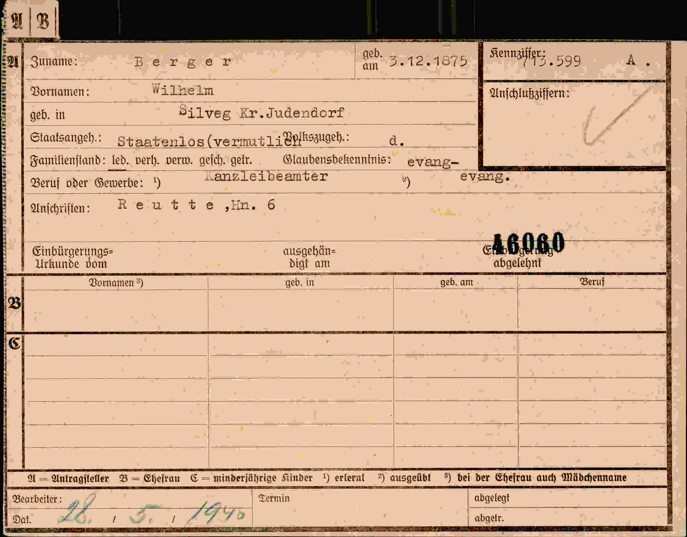Dokument für Wilhelm Berger