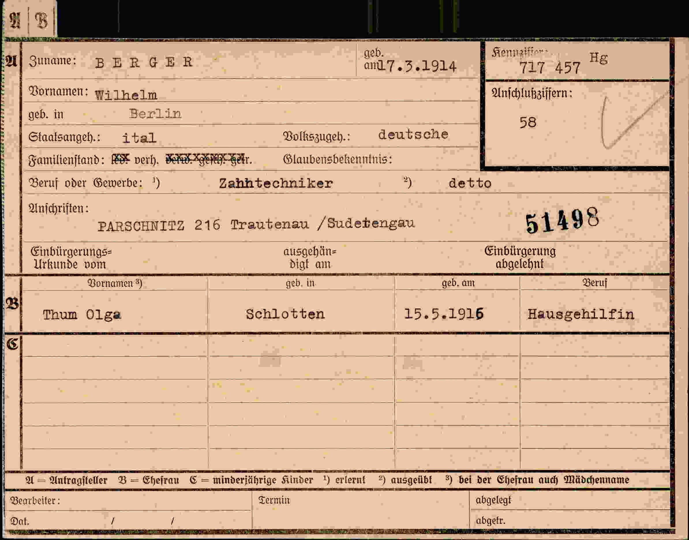 Dokument für Wilhelm Berger
