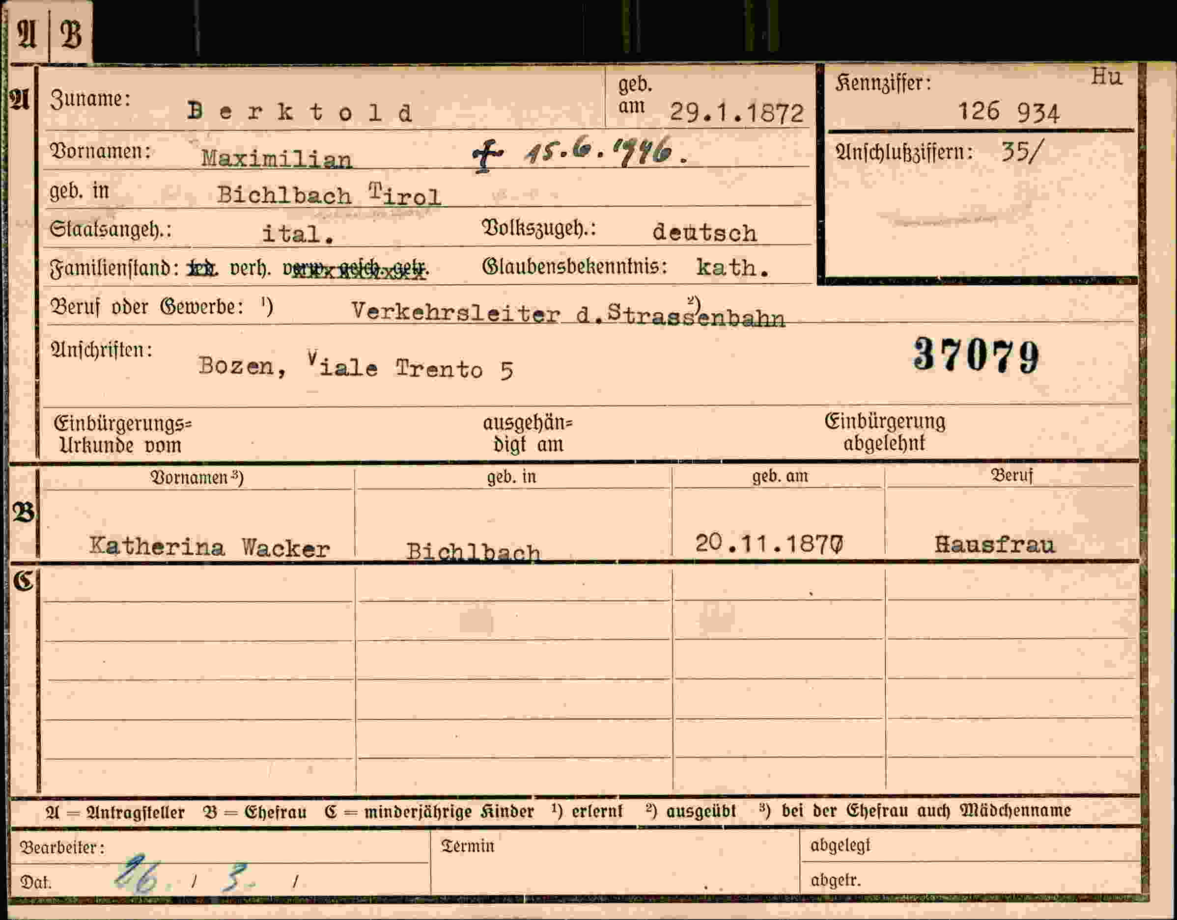 Dokument für Maximilian Berktold
