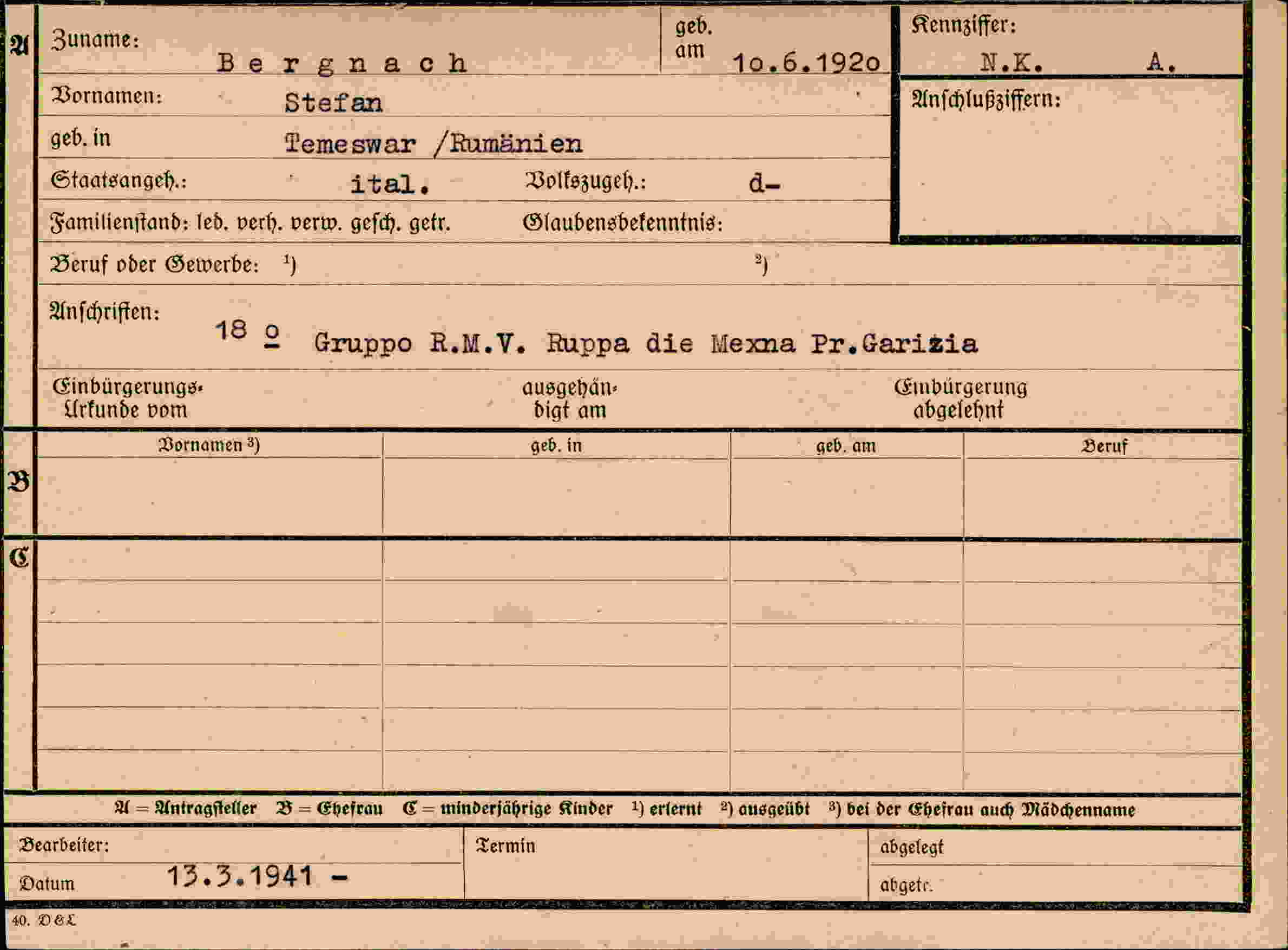 Dokument für Stefan Bergnach