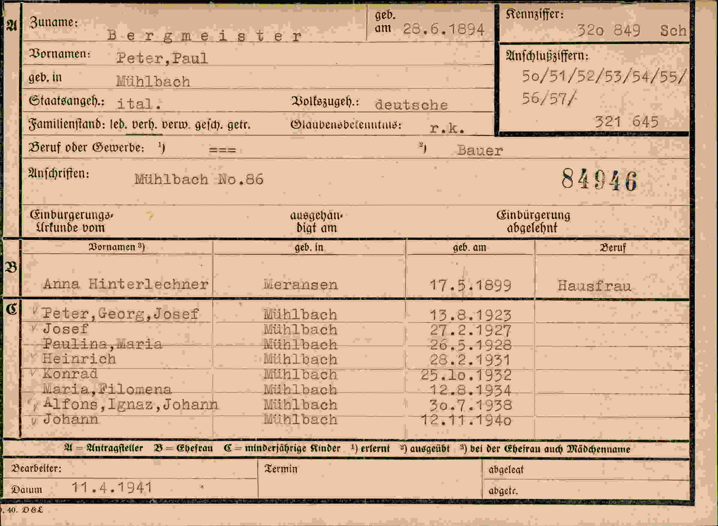 Dokument für Peter,Paul Bergmeister