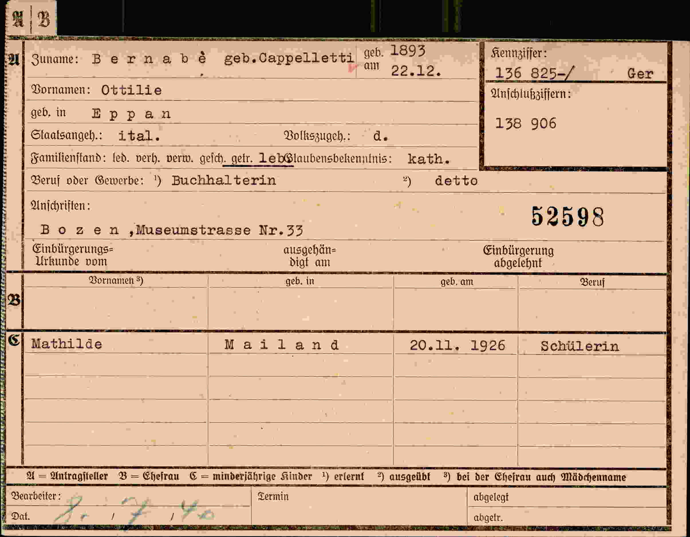 Dokument für Ottilie Bernab