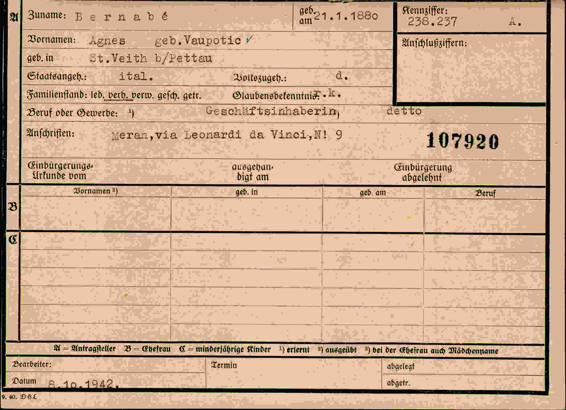Dokument für Agnes Bernab