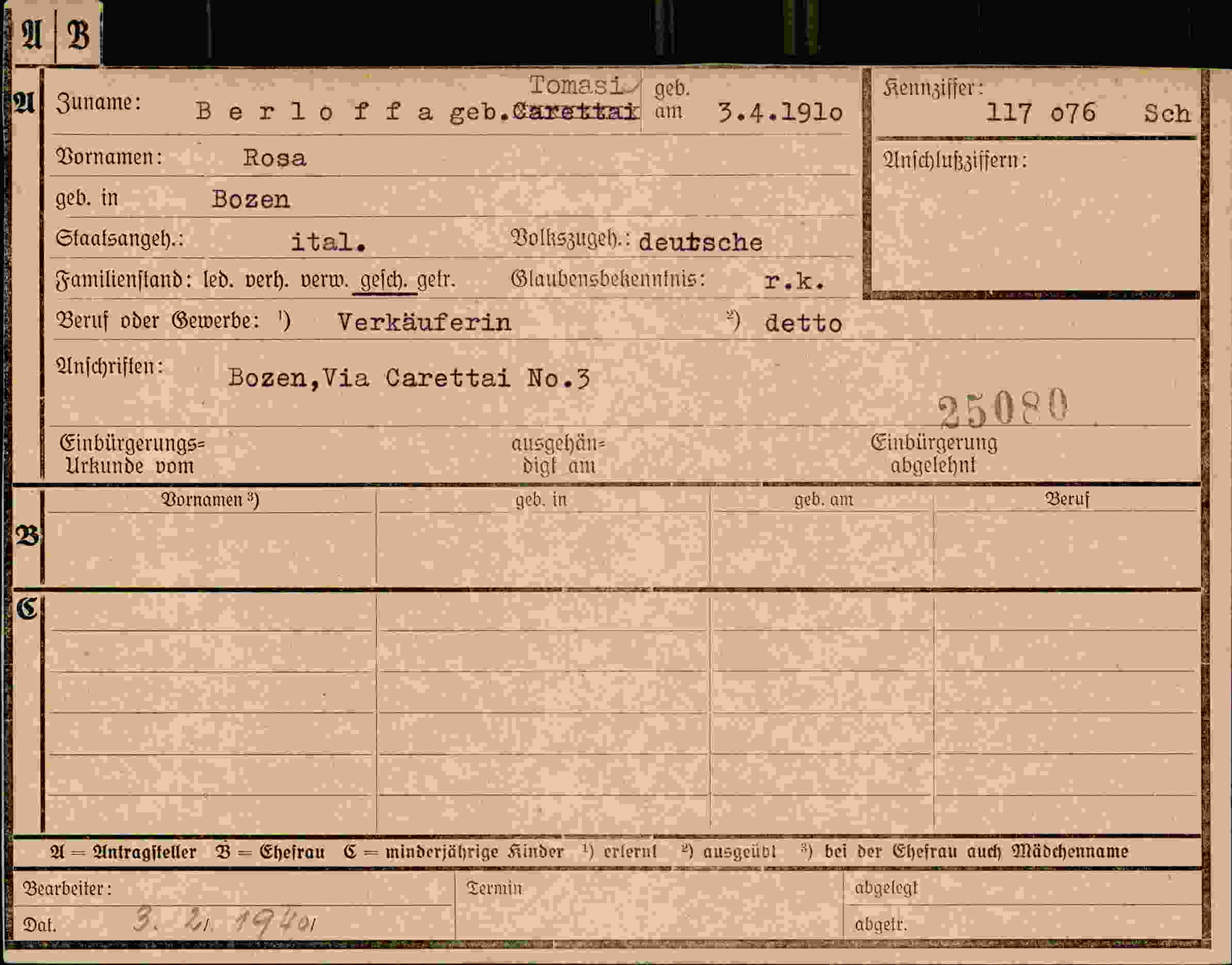 Vorderseite des Dokuments
