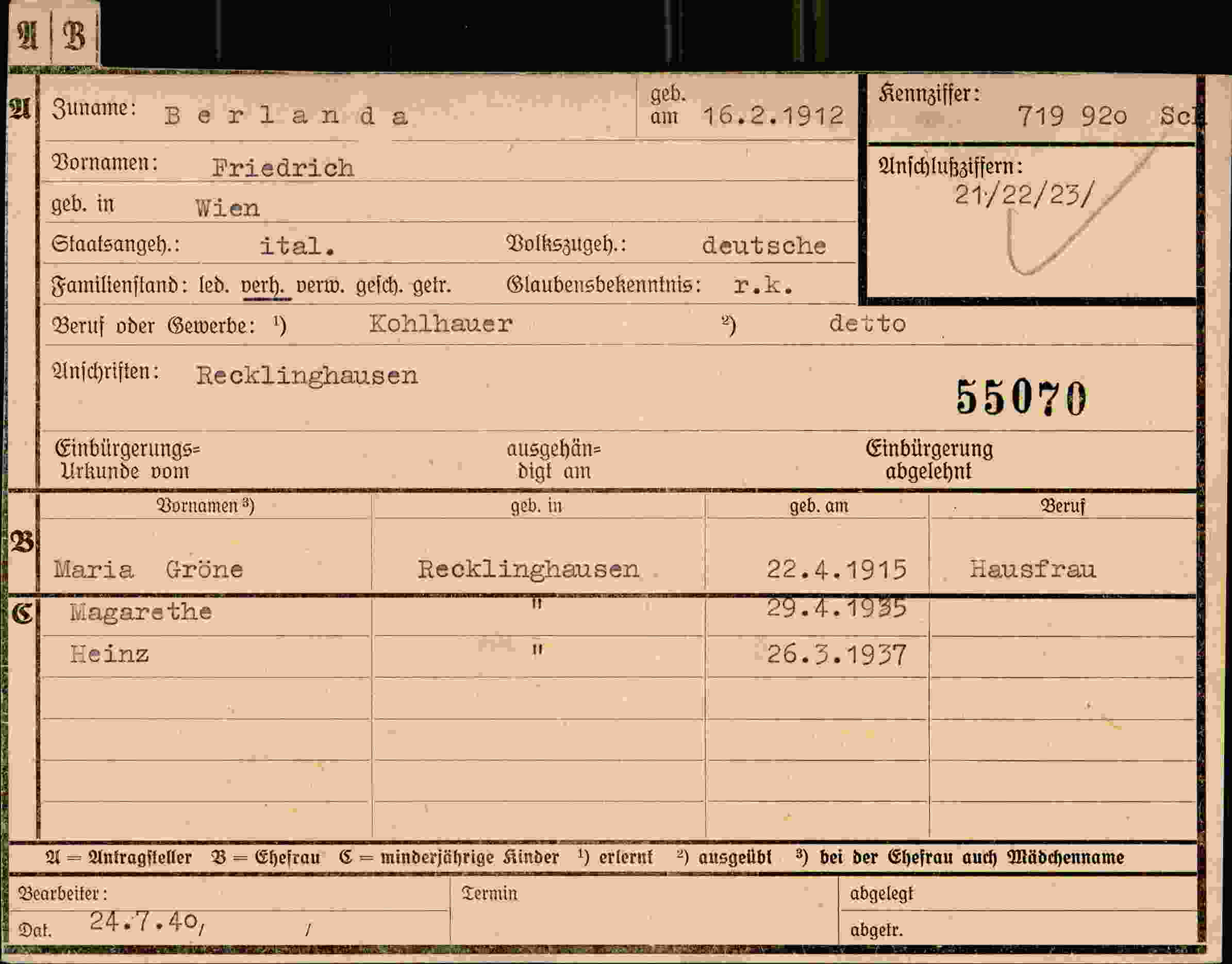Dokument für Friedrich Berlanda