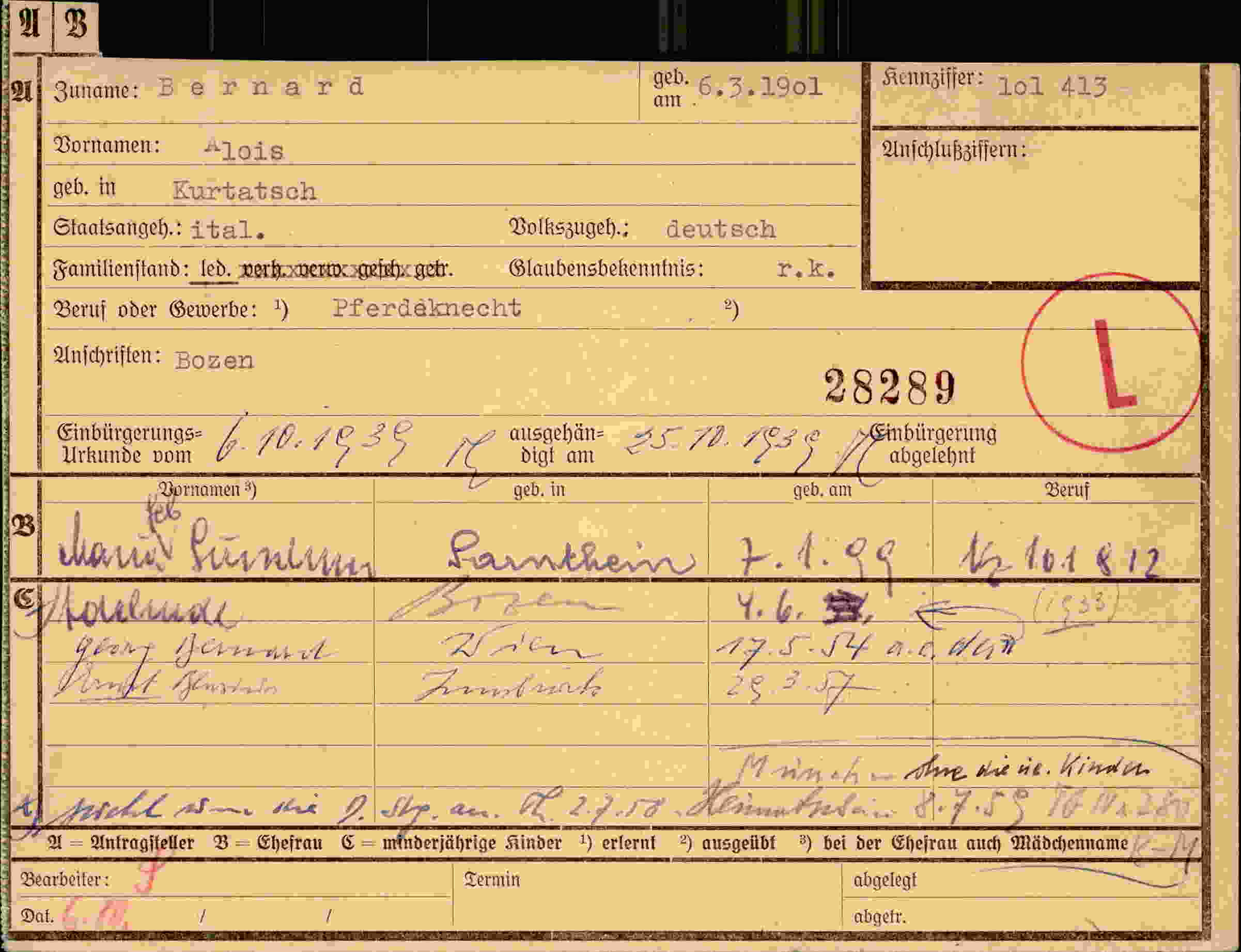 Dokument für Alois Bernard